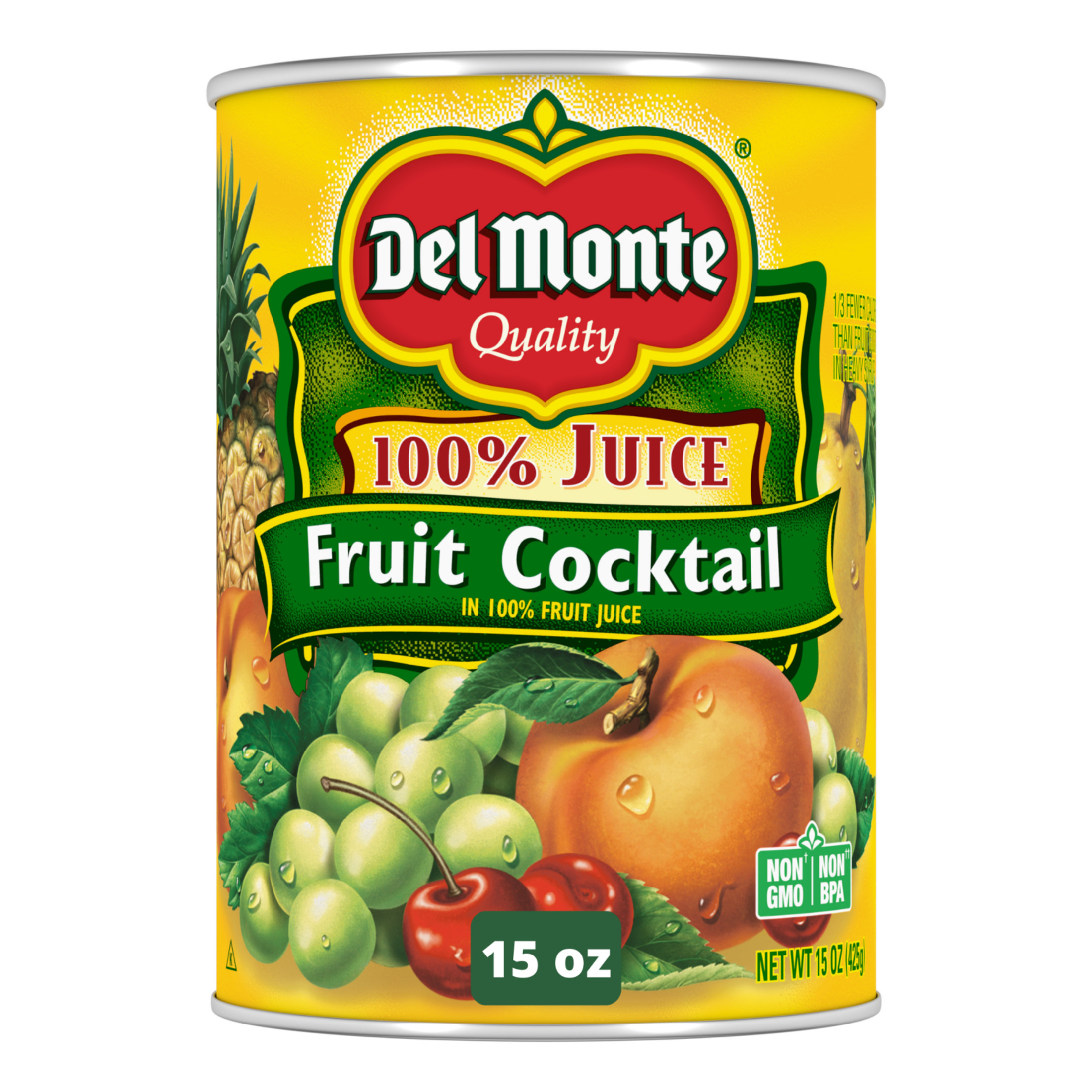 Del Monte Fruit Cocktail in Fruit Juice, Canned Fruit, 15 oz Can