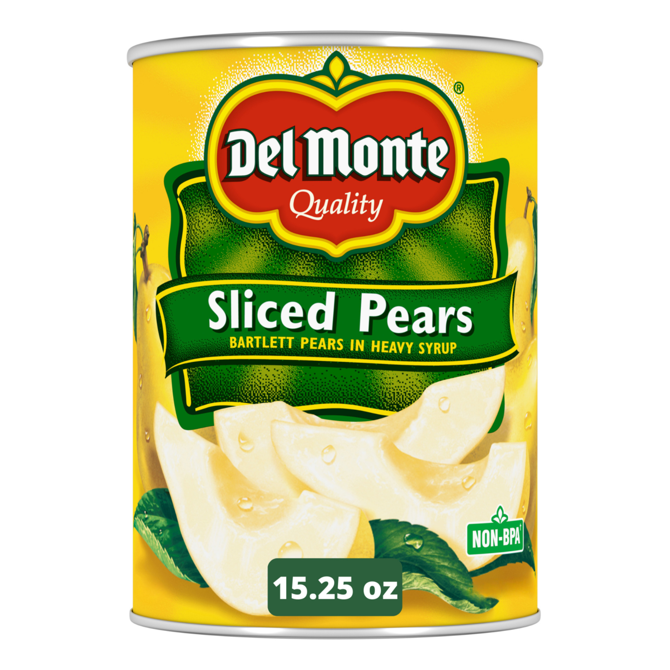 Del Monte Sliced Bartlett Pears in Heavy Syrup, Canned Fruit, 15.25 oz Can
