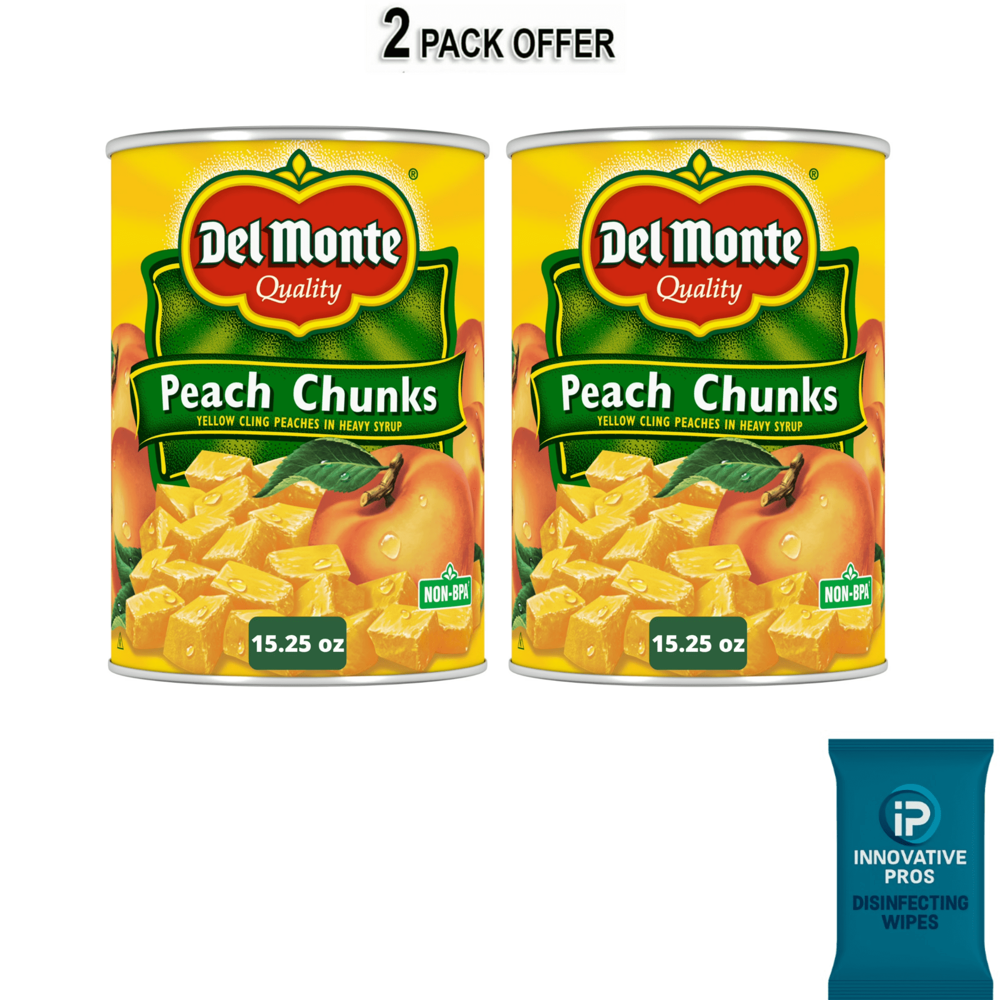 Del Monte Yellow Cling Peach Chunks, Canned Fruit, 15.25 oz Can