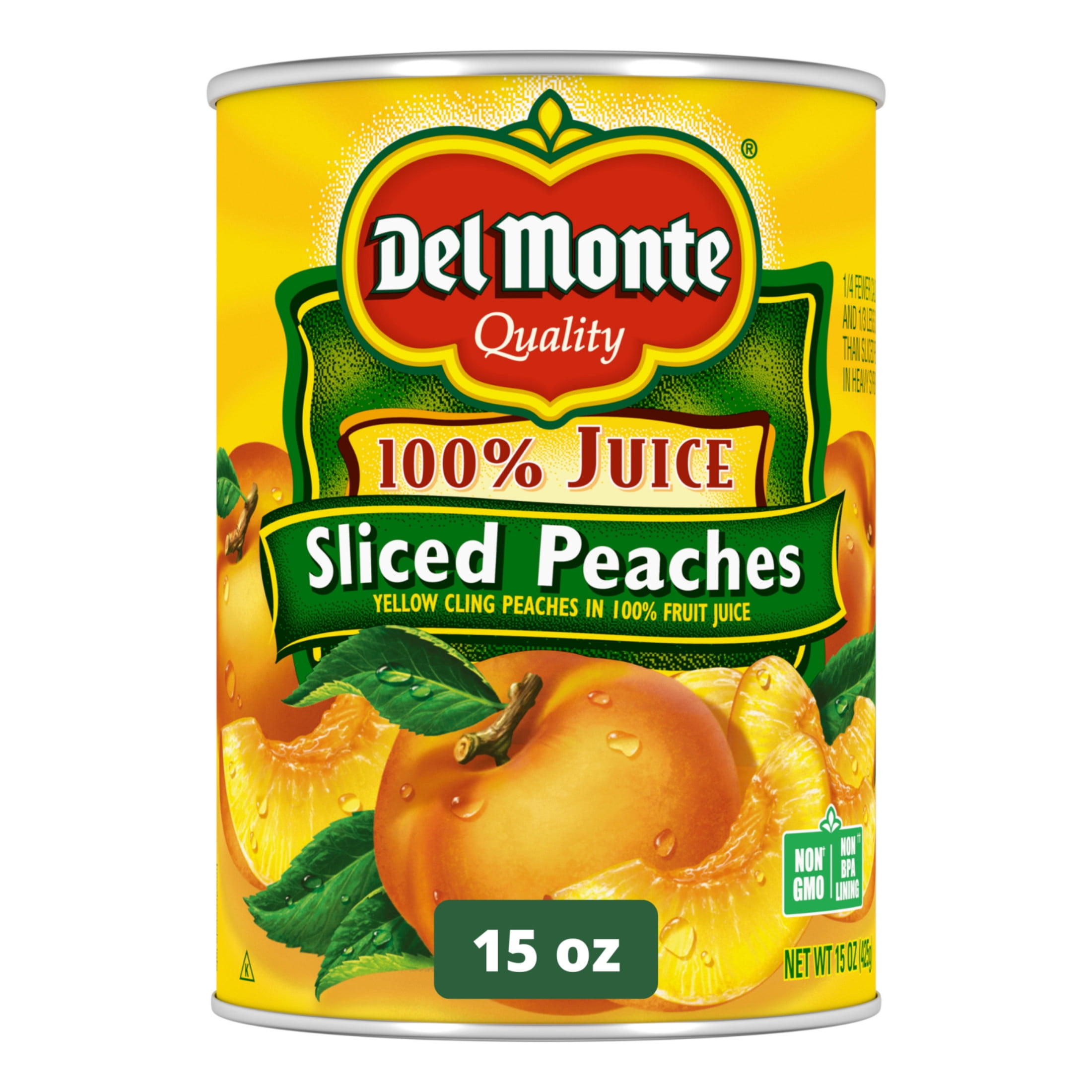 Del Monte Yellow Cling Sliced Peaches, Canned Fruit, 15 oz Can