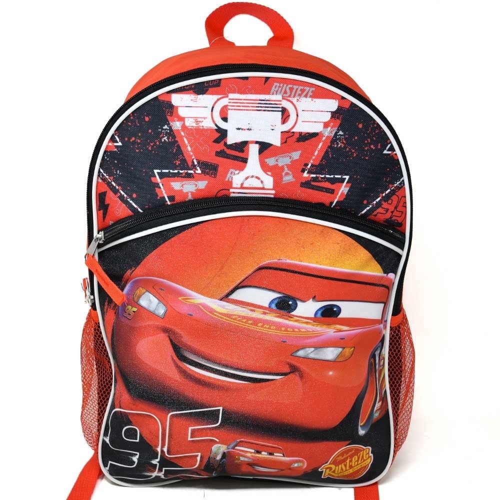 Cars Lightning Mcqueen 16" Red Nylon School Backpack for Kids, with a front Pocket