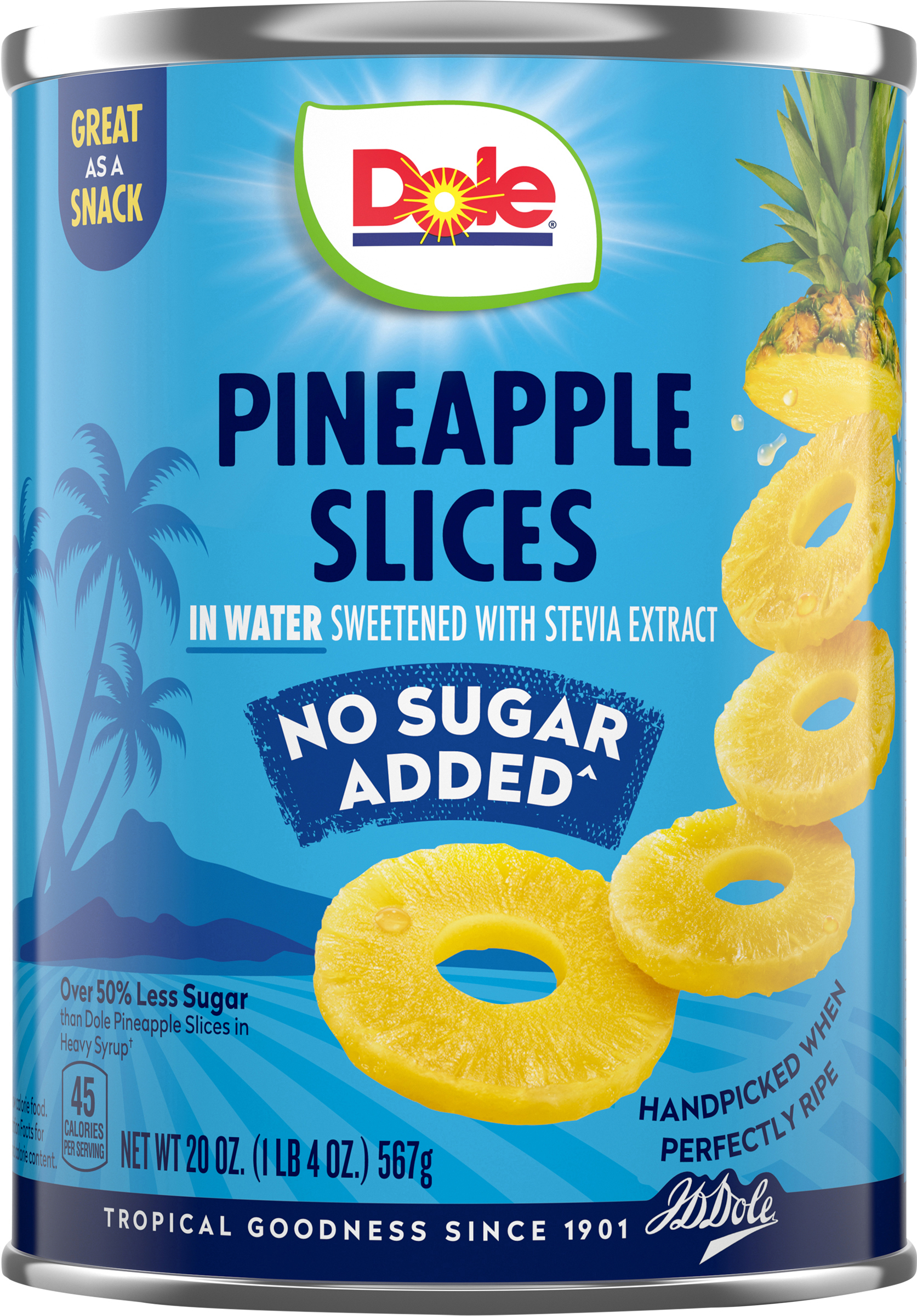 Dole No Sugar Added^ Pineapple Slices in Water^^, 20 oz Can