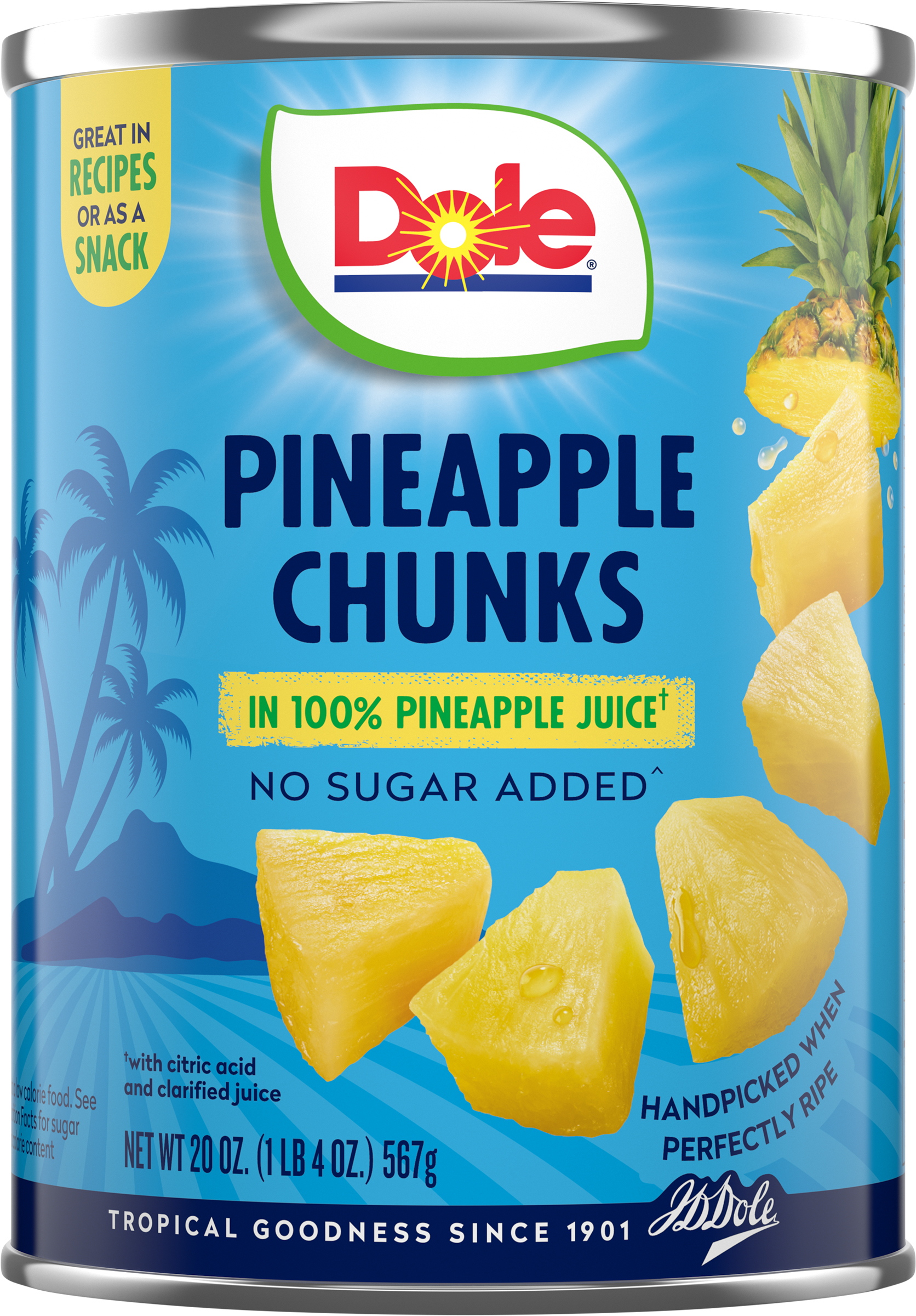 Dole Pineapple Chunks in 100% Pineapple Juice, 20 oz Can