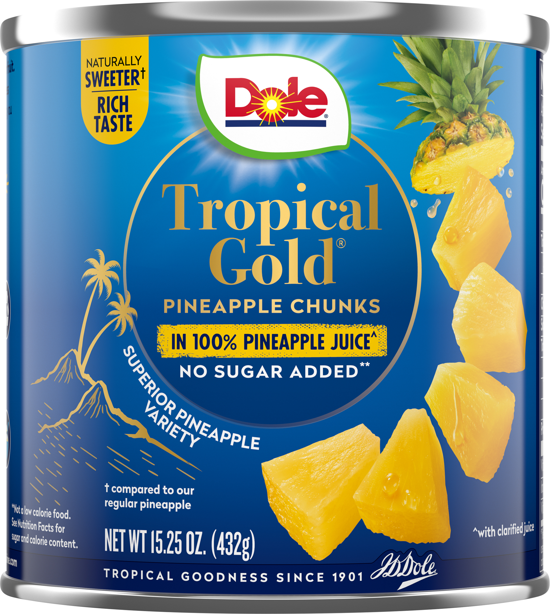 Dole Tropical Gold Pineapple Chunks in 100% Pineapple Juice, 15 oz Can