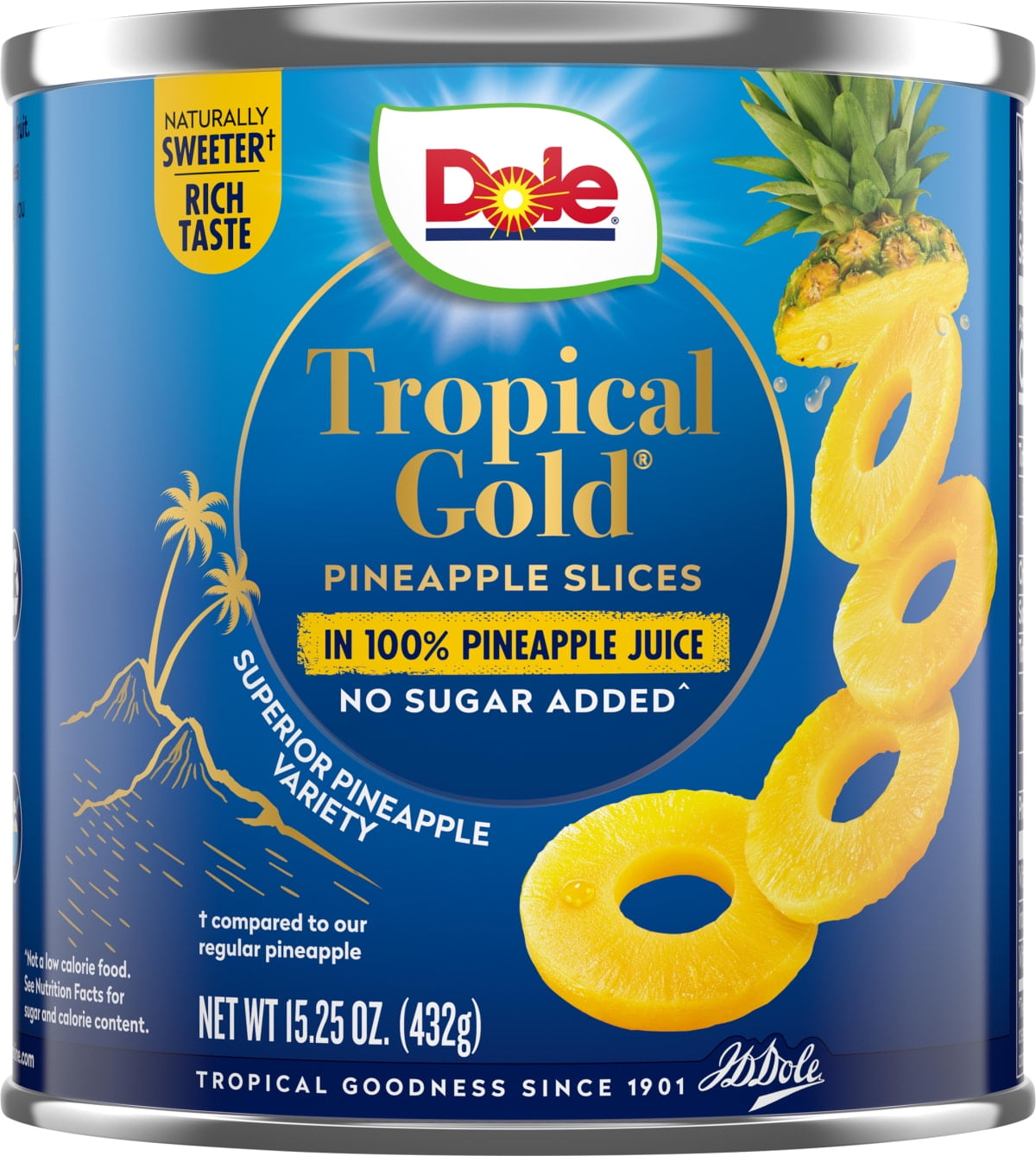 Dole Tropical Gold Pineapple Slices in 100% Pineapple Juice, 15 oz Can