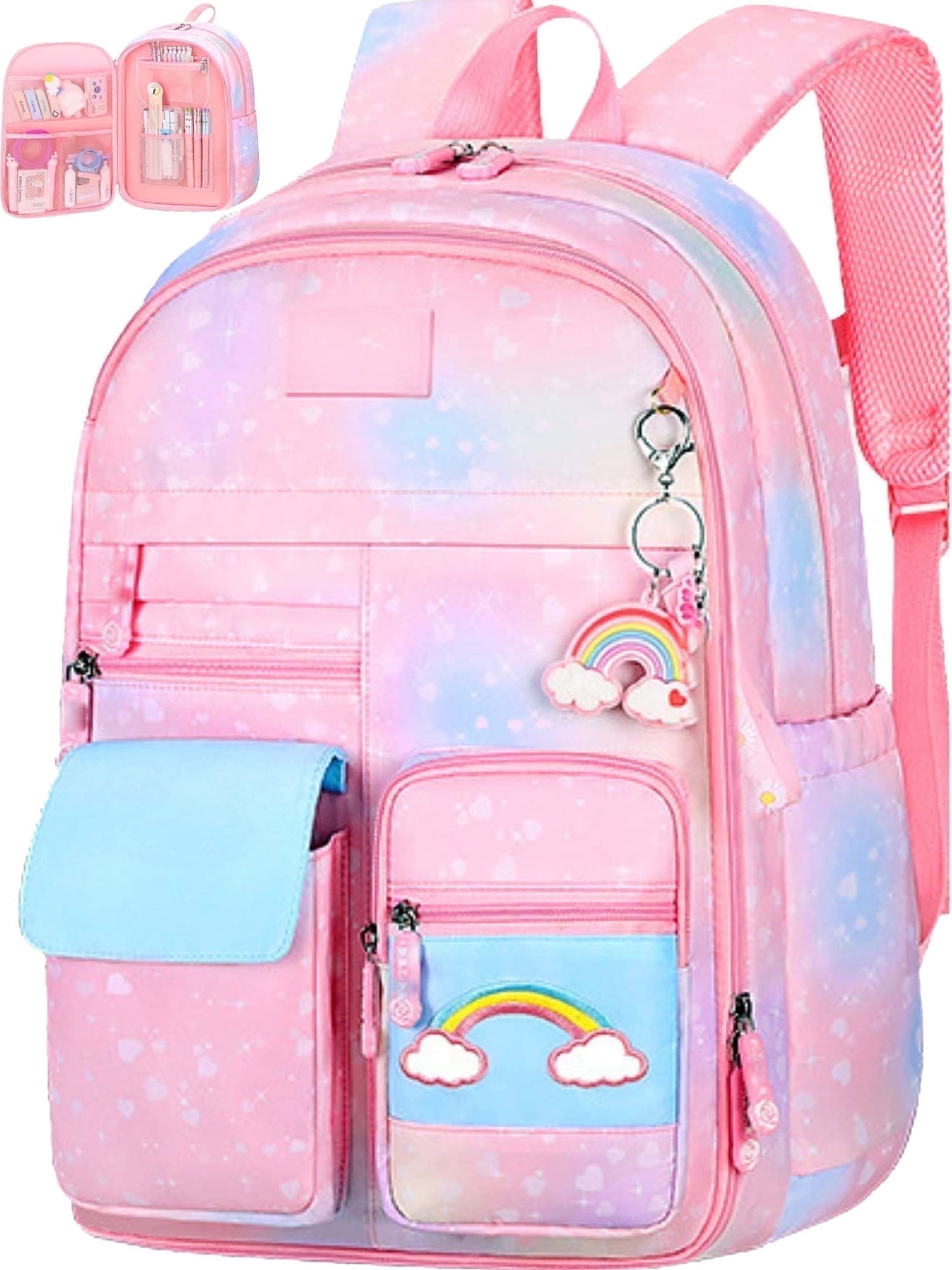 School Bag Backpacks for Girls,Shoulder Children School Bookbags for Kids,Primary School Season Gift,Pink