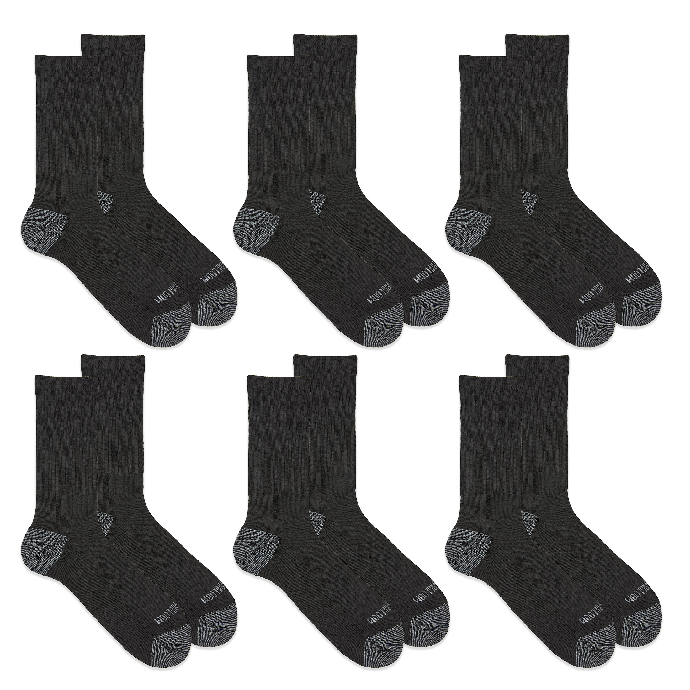 Men's Dual Defense Crew Socks, Black, Size 6-12(6-pack)