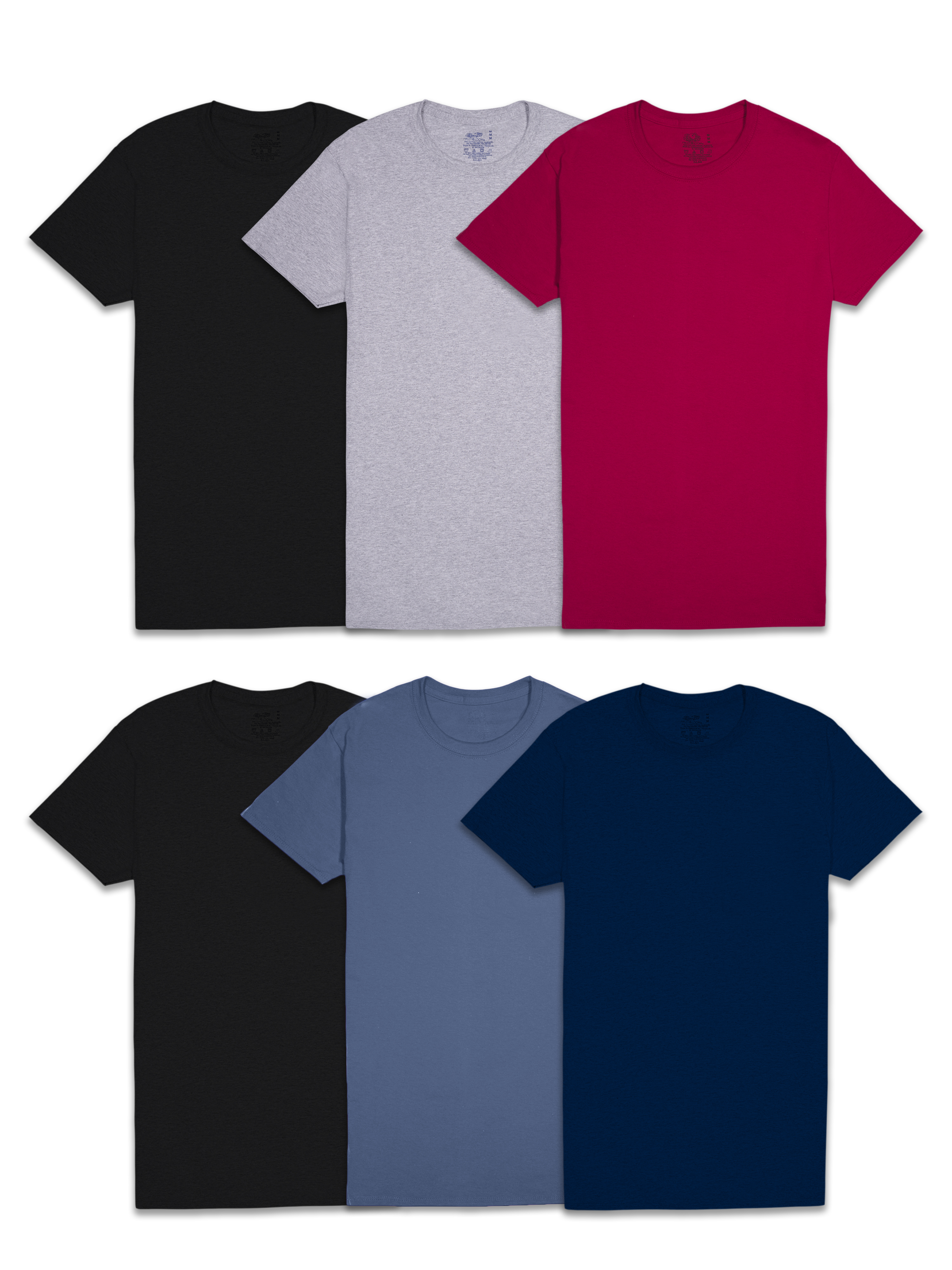Men's Crew Neck T-Shirt Undershirts, Assorted Color Multipacks, Sizes S-3XL