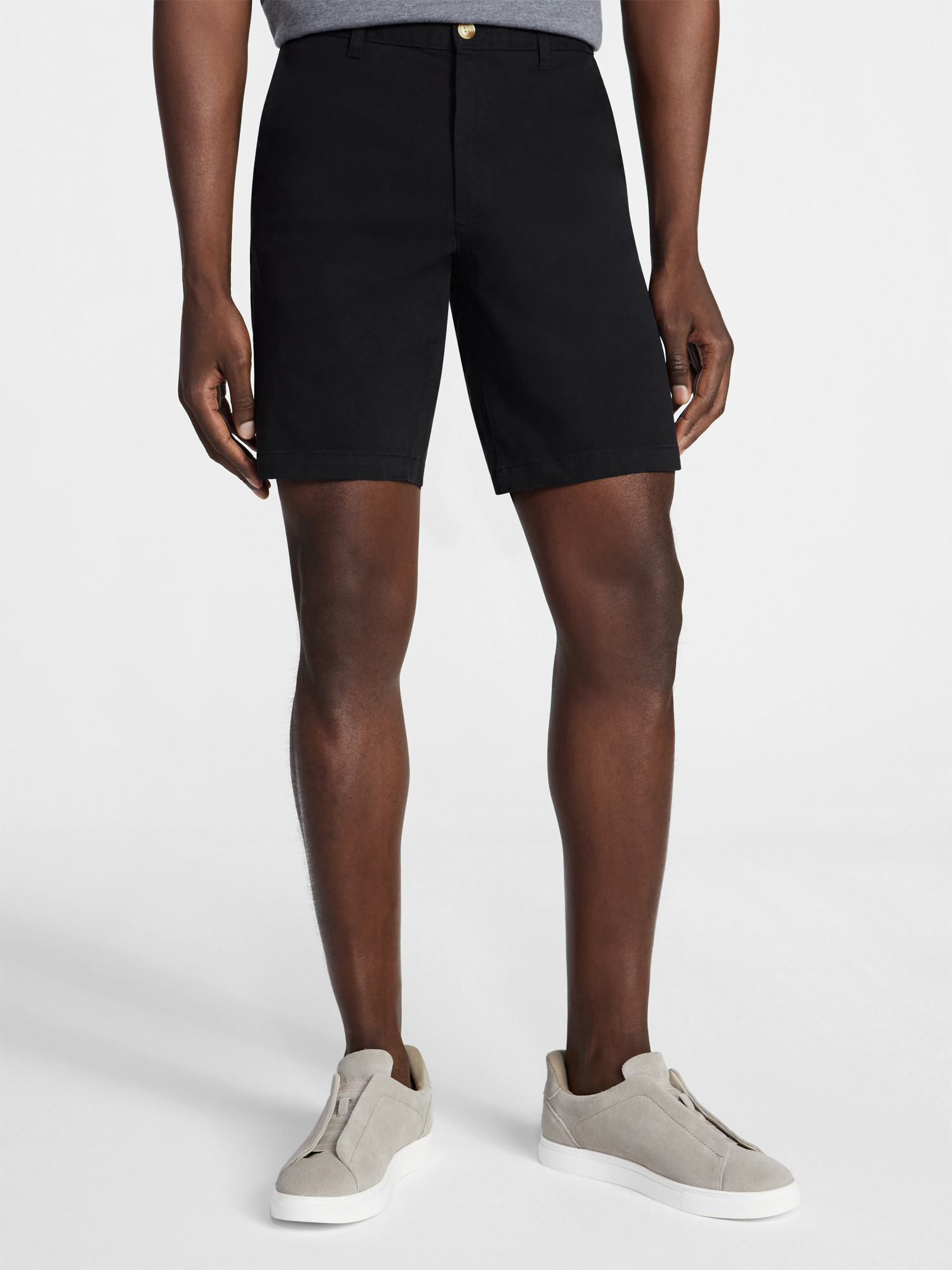 Men's & Big Men's Modern Fit Flat Front Shorts, 9 in Inseam, Black Soot