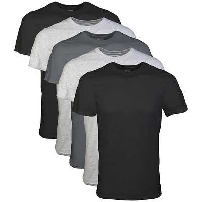 Men's Crew T-Shirts, Black/Sport Grey/Charcoal, X-Large