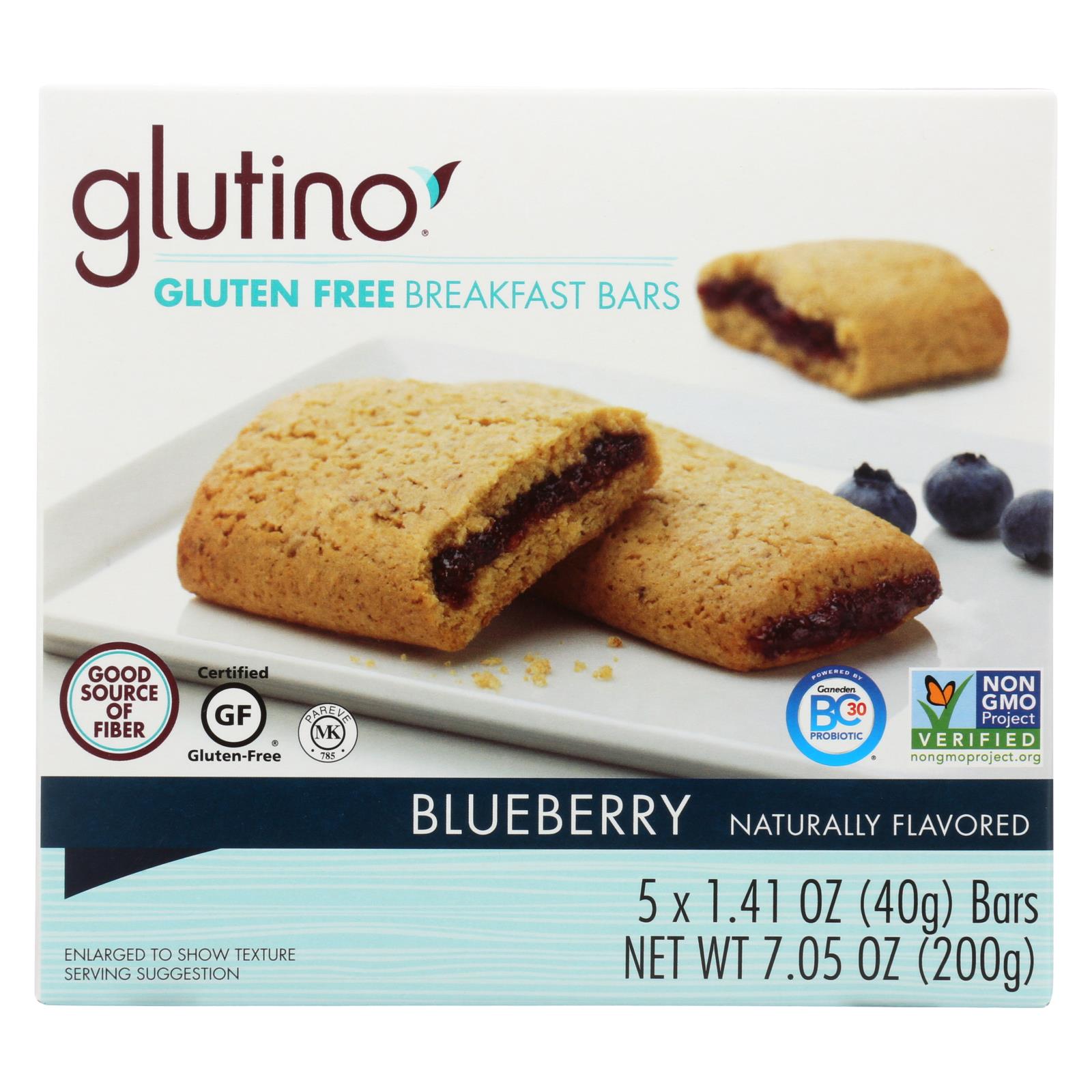 Glutino Gluten Free Blueberry Acai Oven Baked Bars in Box, 5-Count, 7.05 oz, Shelf-Stable
