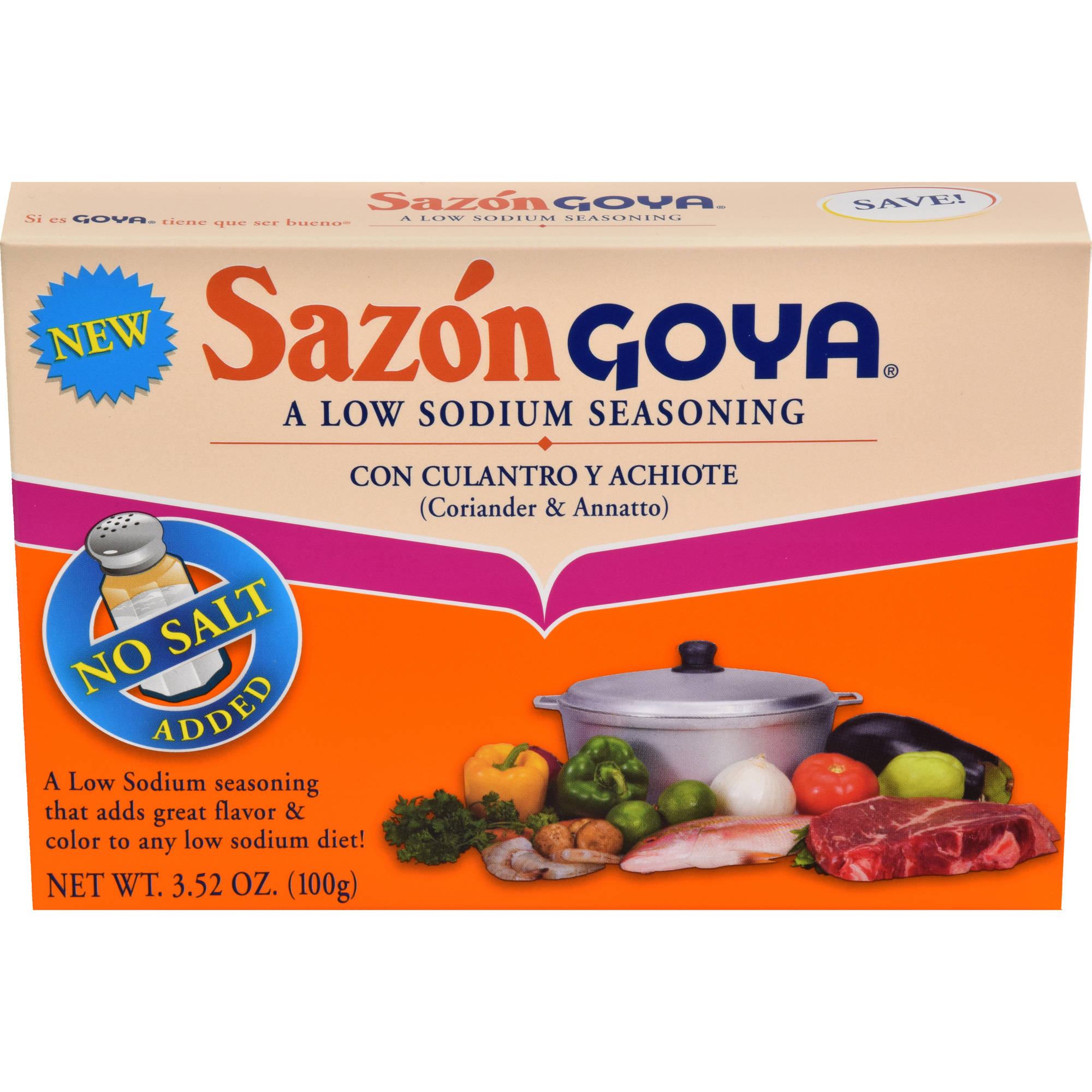 Goya Sazon with Coriander & Annatto, Low Sodium, 3.52 oz