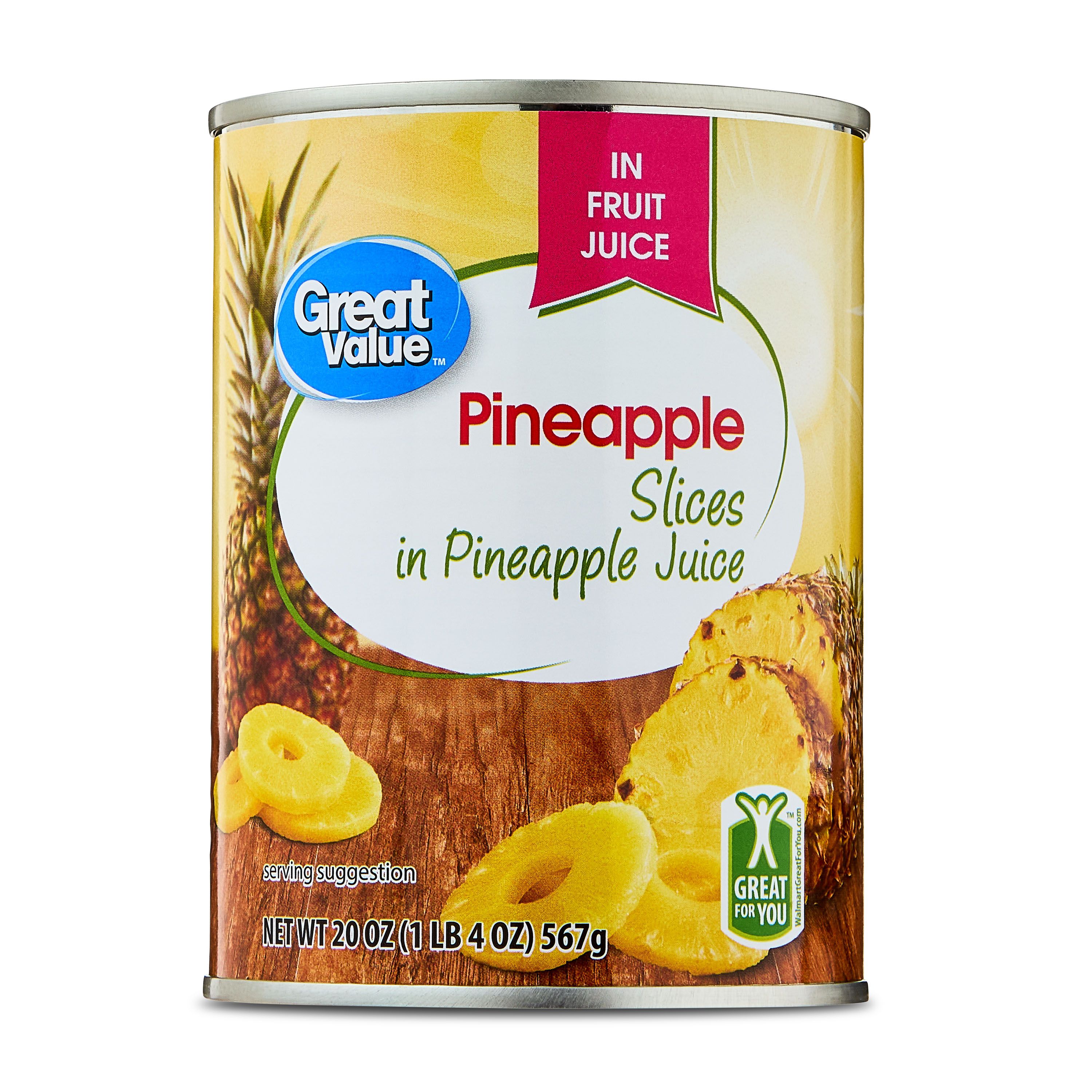 Great Value Canned Pineapple Slices in Juice, 20 oz