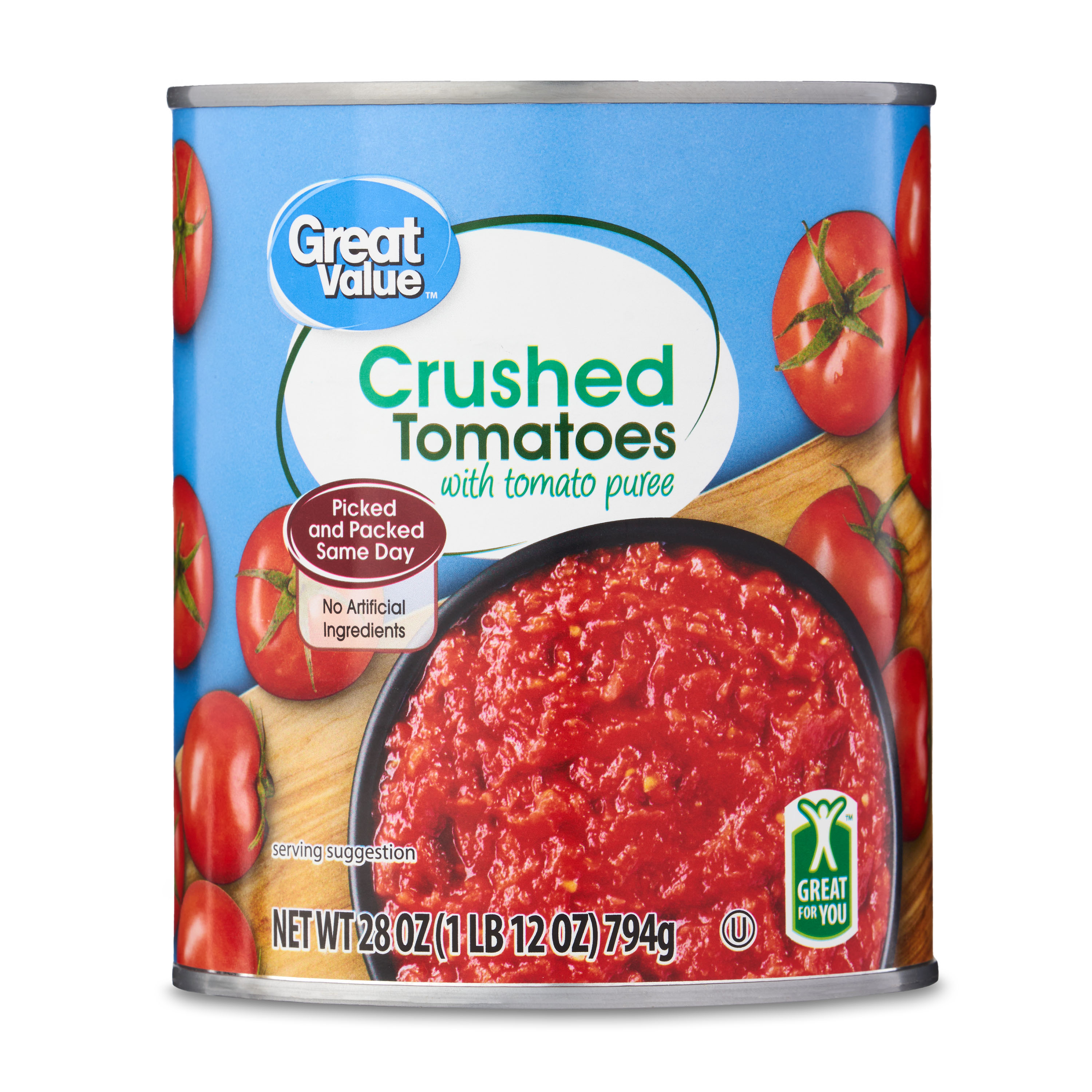 Great Value Crushed Tomatoes with Tomato Puree, 28 oz