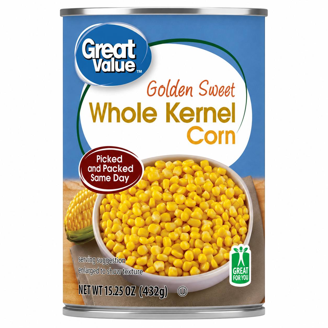 Great Value Golden Sweet Whole Kernel Corn, 15.25 oz