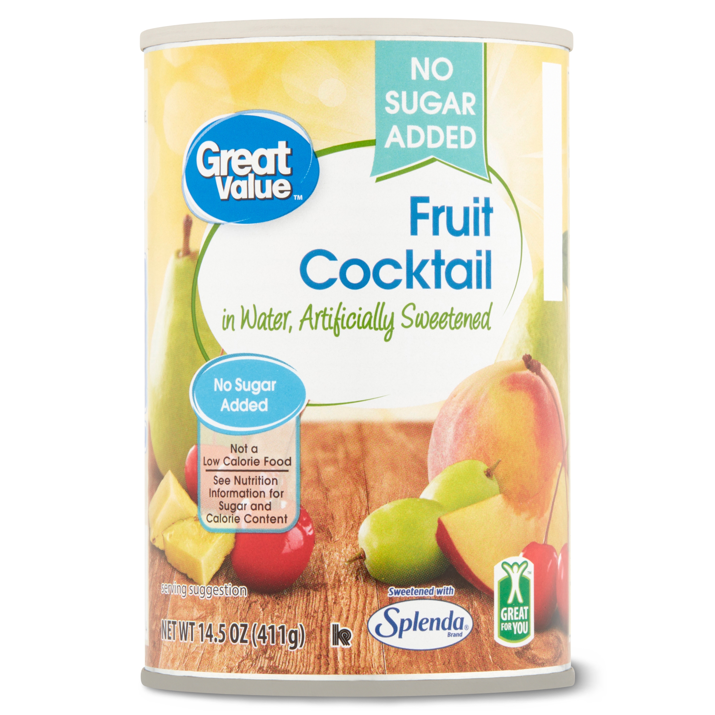 Great Value No Sugar Added Fruit Cocktail in Water, 14.5 oz