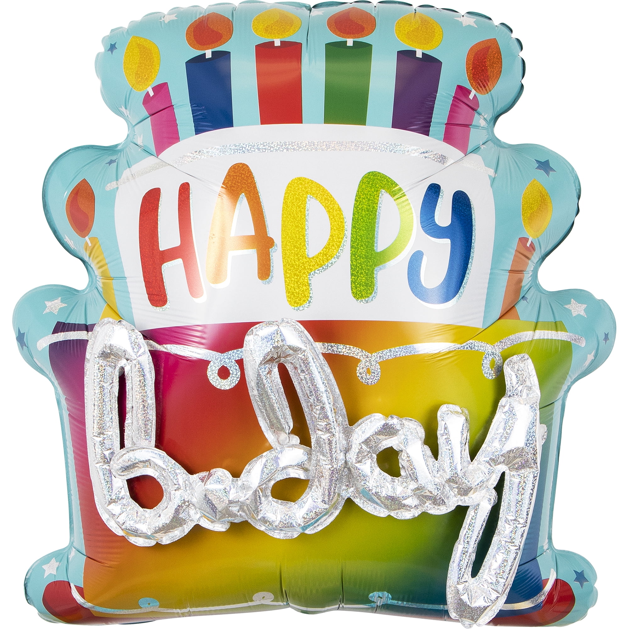 27 inch Happy Birthday Cake Foil Balloon, Multicolor, by Way To Celebrate