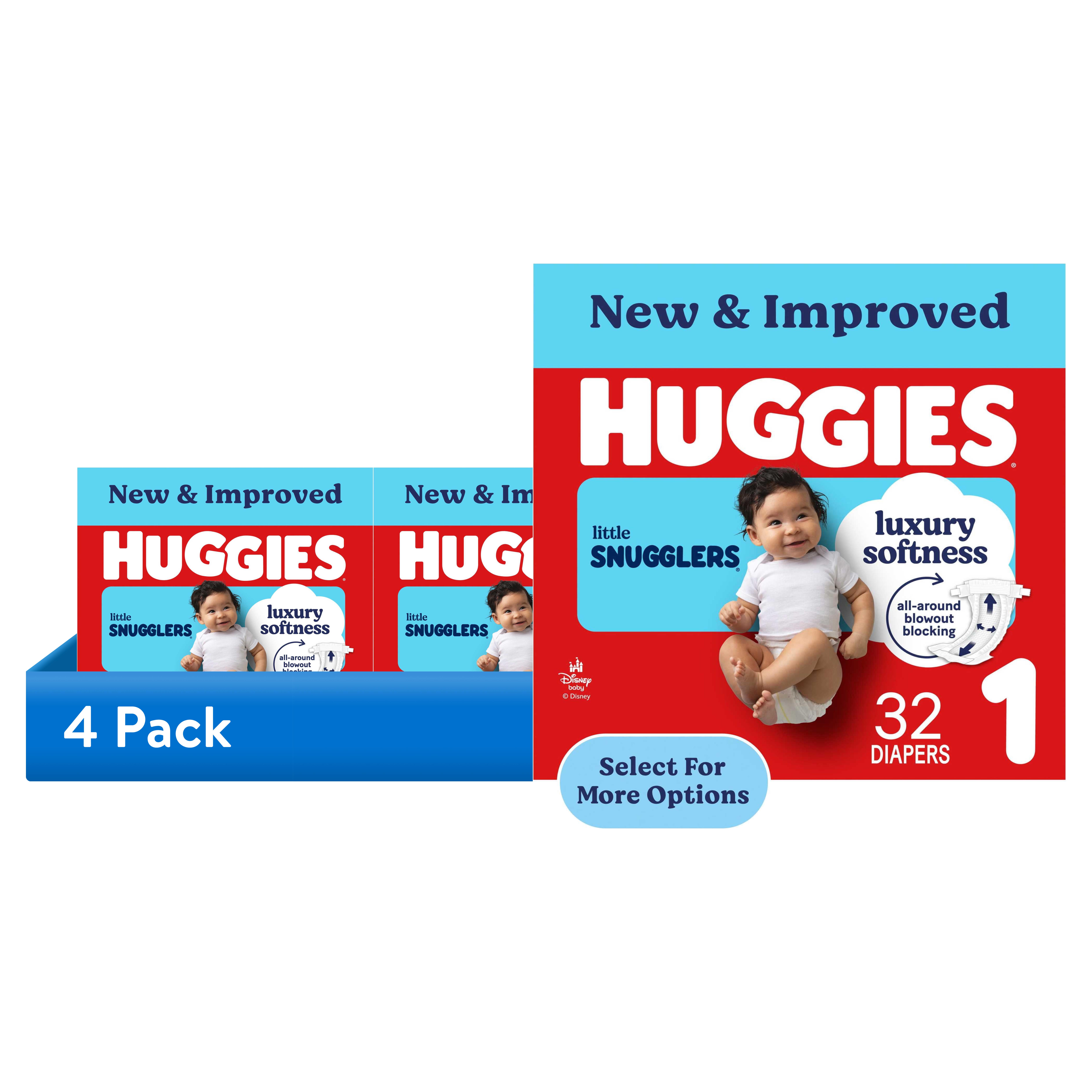 Huggies Little Snugglers, Fragrance Free Baby Diapers Size 1, 32 Count per Pack, 4 Pack (128 Total)