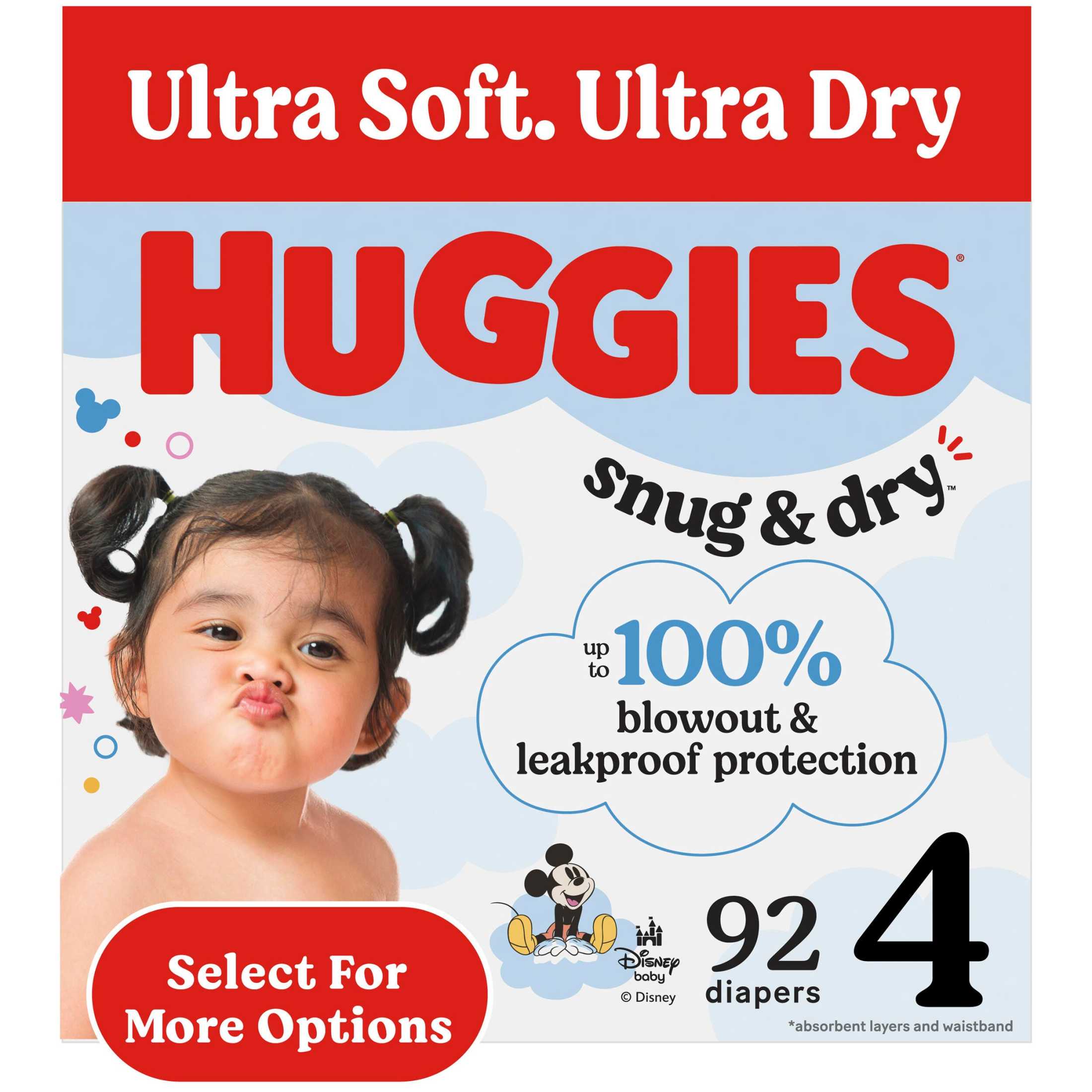 Huggies Snug & Dry Baby Diapers, Size 4 (22-37 lbs), 92 Count