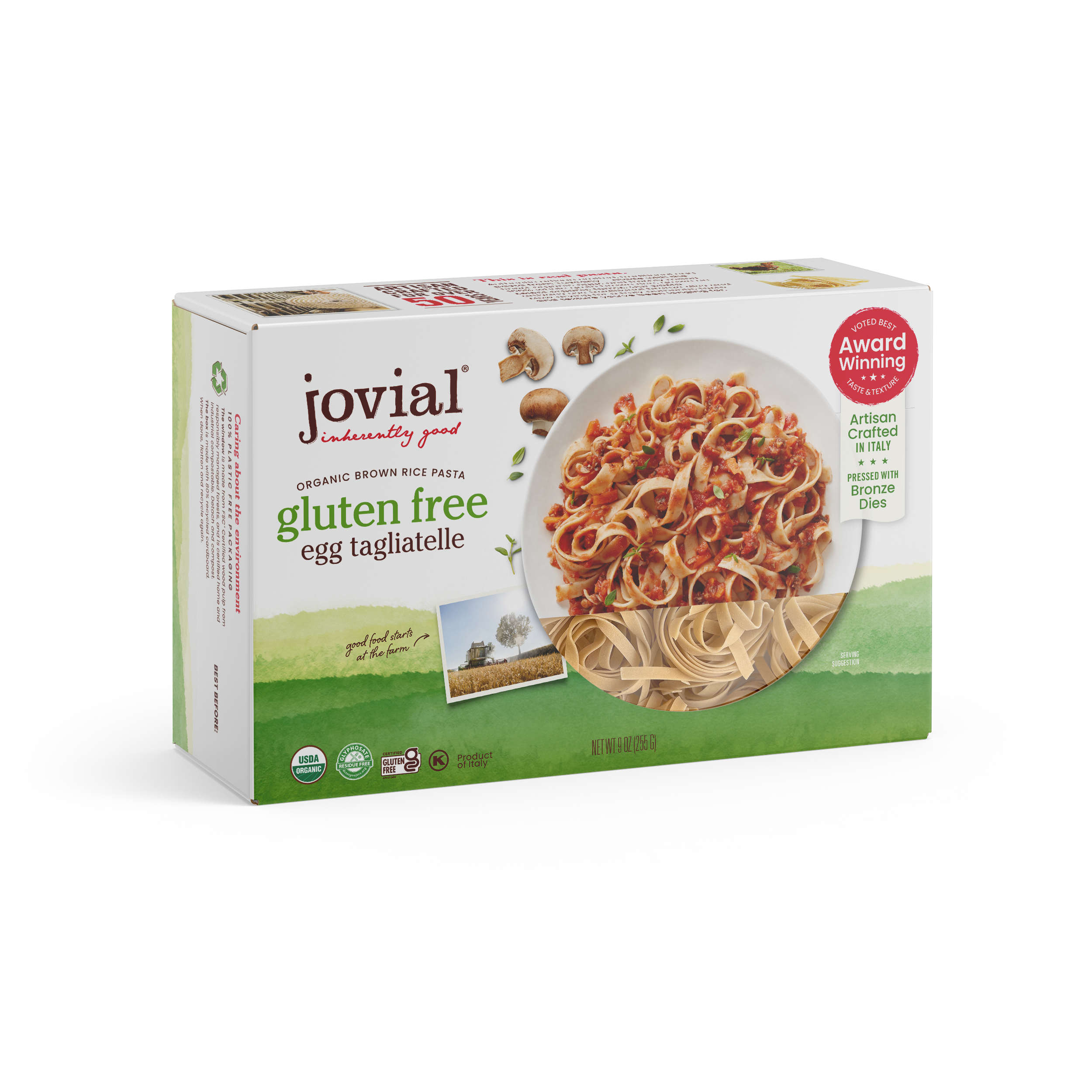 Jovial 100% Organic Gluten-Free Brown Rice Egg Tagliatelle Pasta, 9 oz