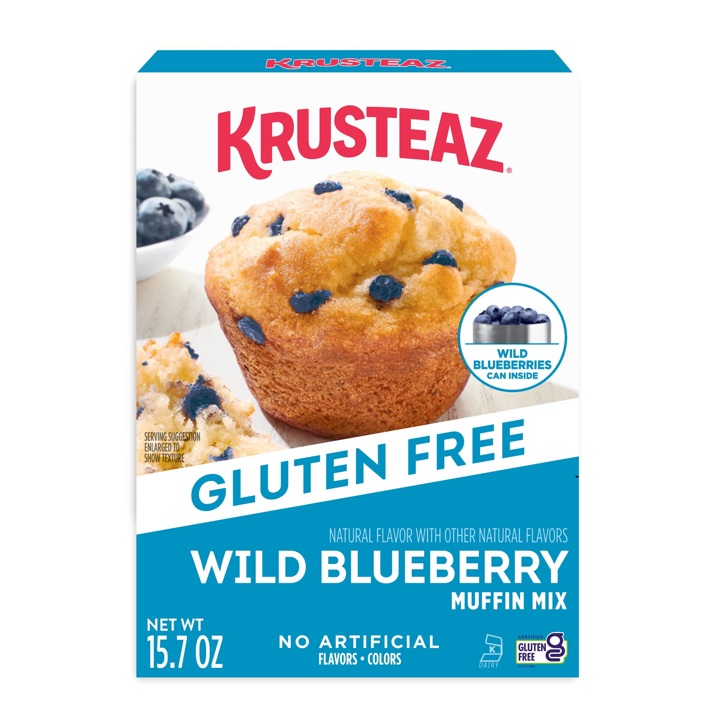 Krusteaz Gluten Free Wild Blueberry Muffin Mix, Gluten Free Wild Blueberry Muffins Made With Real Wild Blueberries, 15.7 oz Box