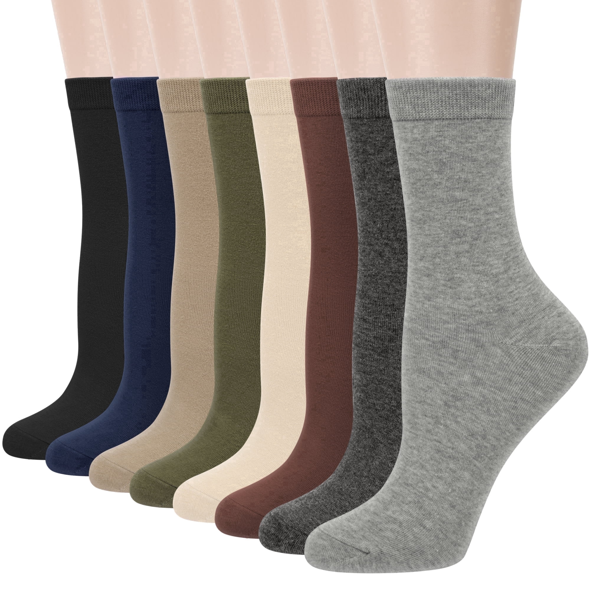 Women Crew Socks, Soft Cotton Dress Socks Pack Athletic Socks for Women, Size 9-11, 8 Pairs