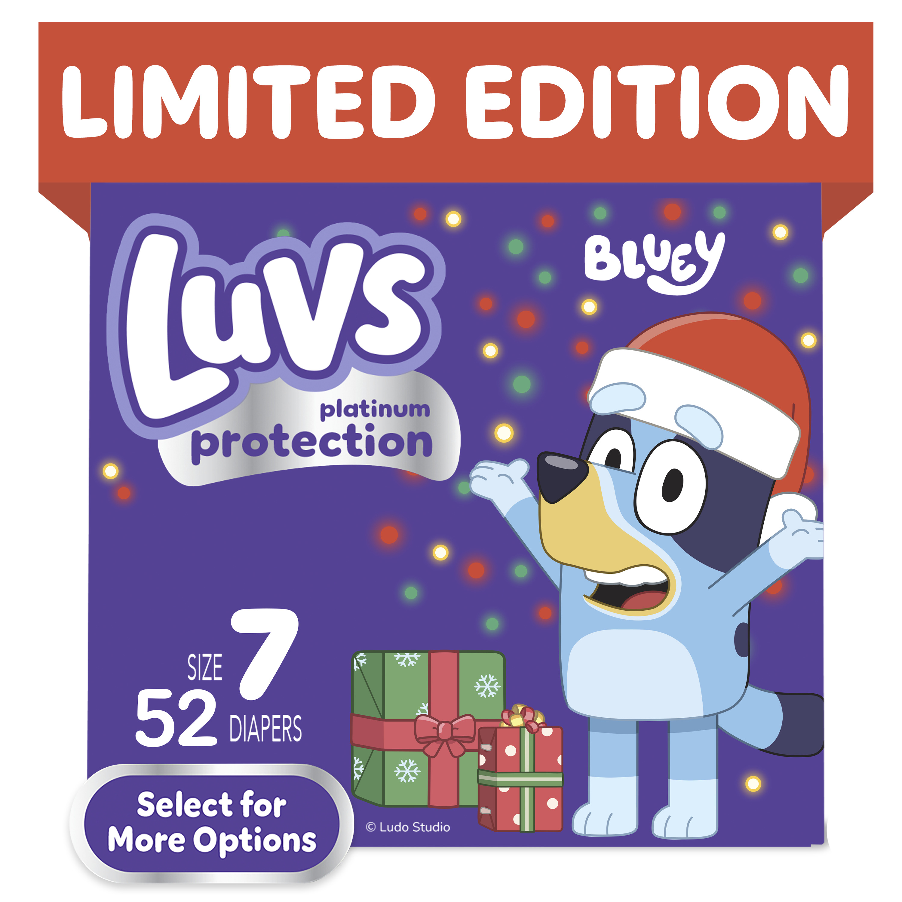 Luvs Platinum Protection Holiday Baby Diapers, Size 7 (26-50 lbs), 52 Count