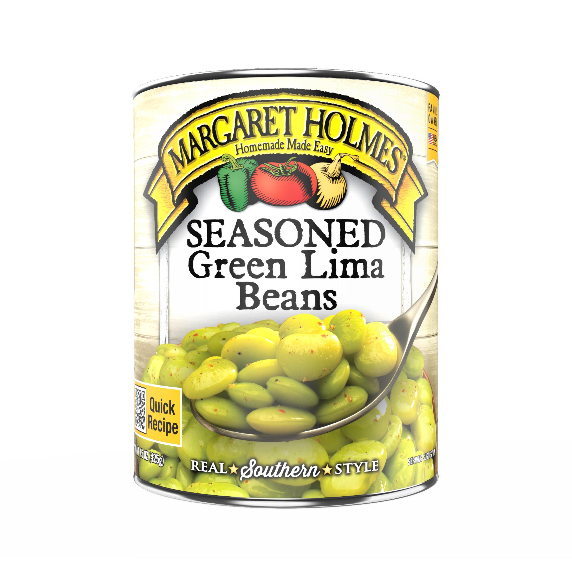 Margaret Holmes Seasoned Green Lima Beans, Canned Beans, 15 oz