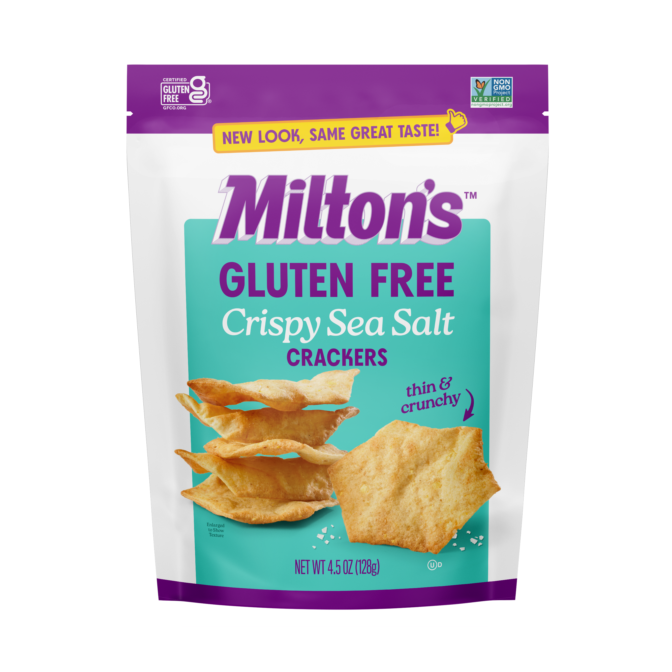 Milton's Gluten Free Crackers - Crispy Sea Salt, 4.5oz, Plastic Bag