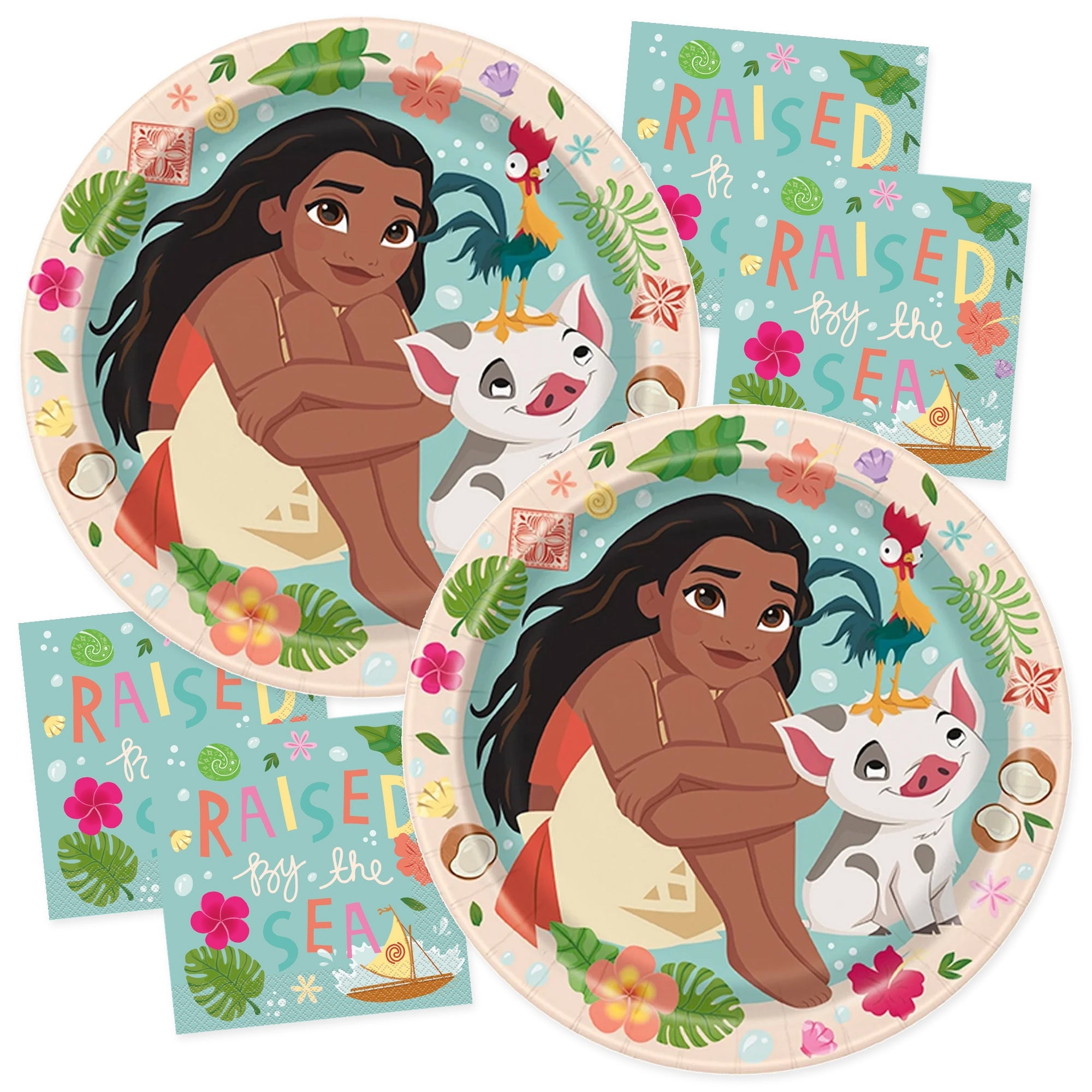 Moana Dessert Plates and Napkins Set for 32 Guests