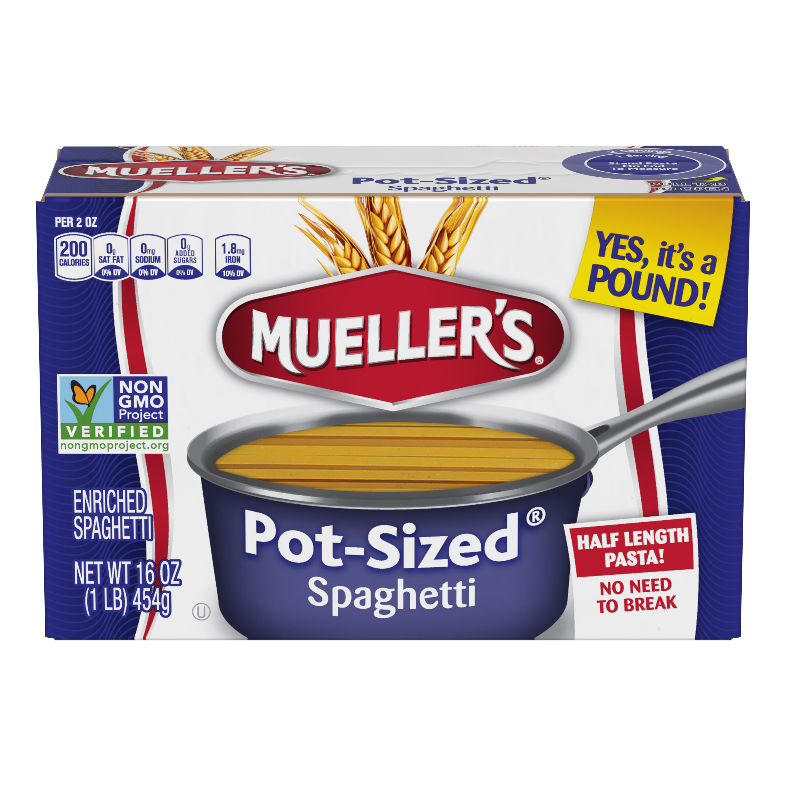 Mueller's Pot-Sized Sodium-Free, Cholesterol-Free Spaghetti Pasta, 16 oz (Shelf-Stable)