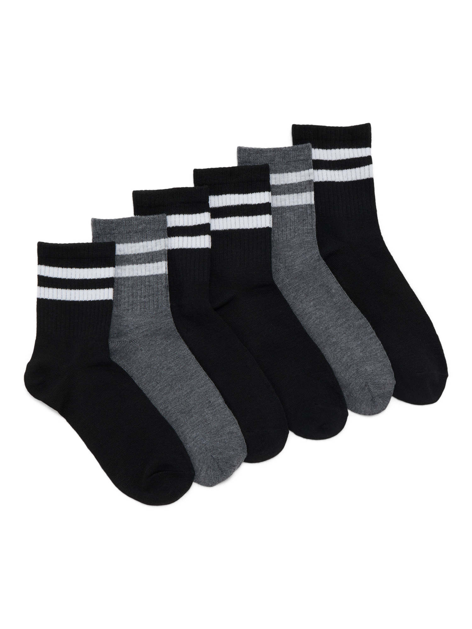 Women's Ribbed Mid Crew Socks, 6-Pack, Women's, Shoe Sizes 4-10