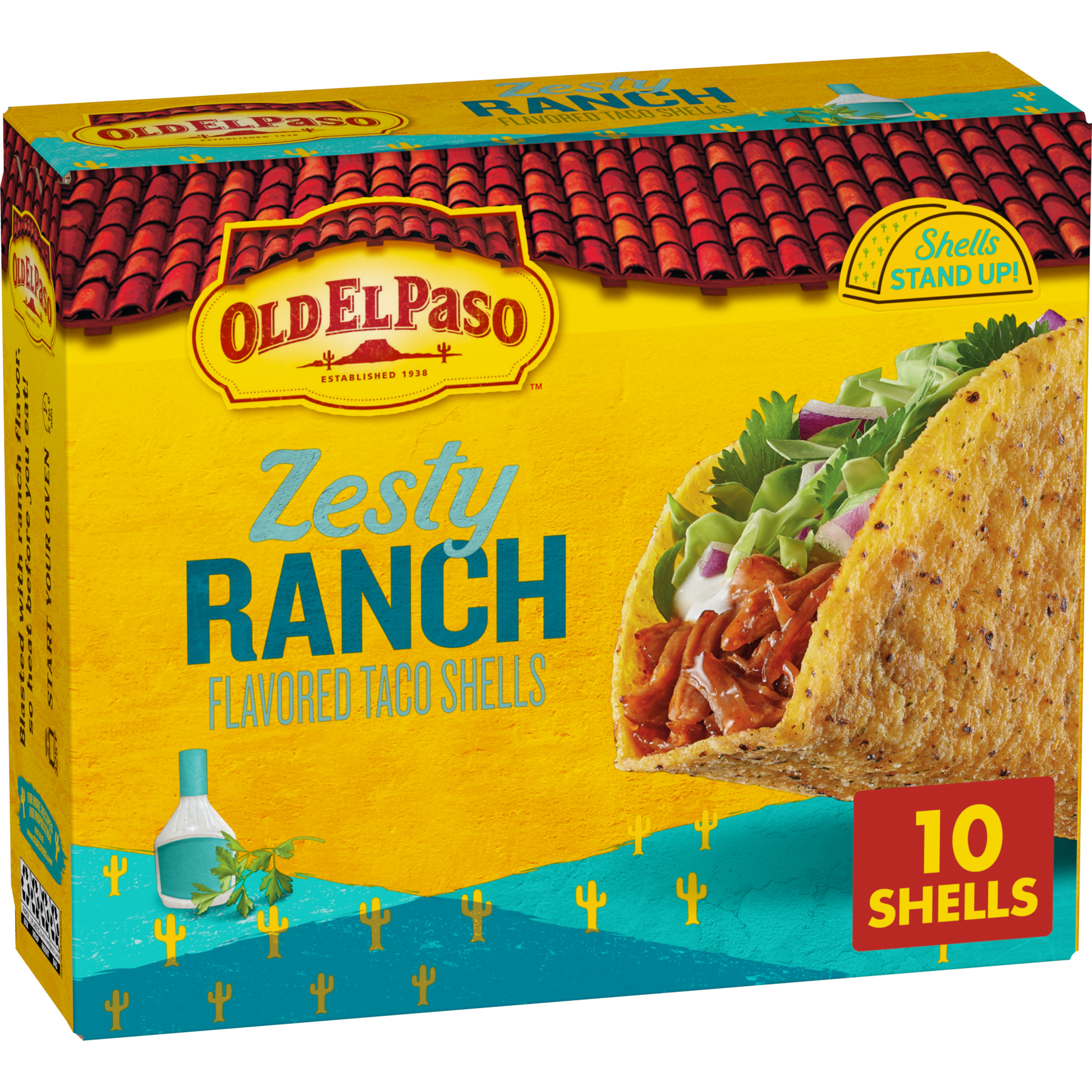 Old El Paso Stand 'N Stuff Crunchy Taco Shells, Zesty Ranch, Gluten Free, 10 Count, 5.4 oz