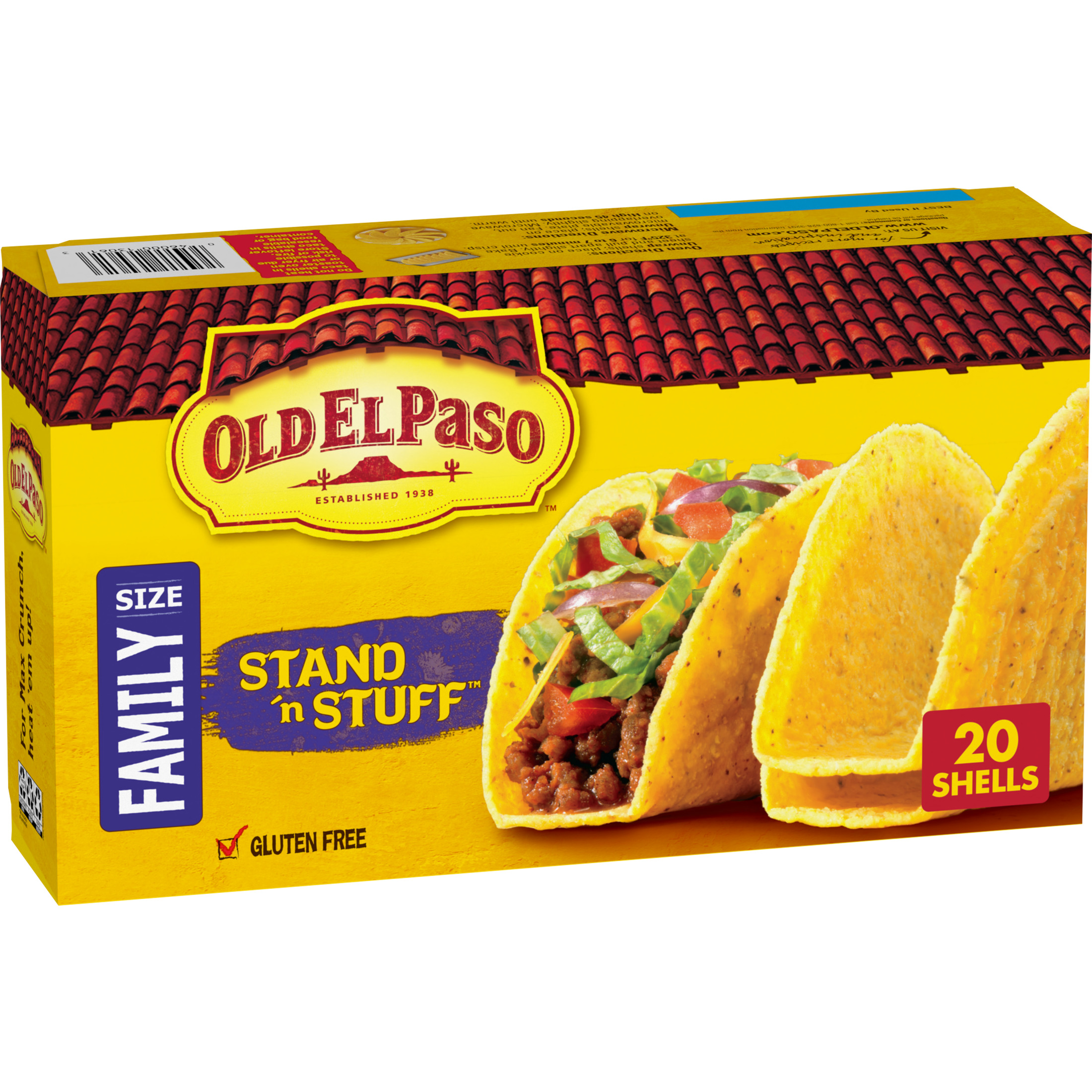 Old El Paso Gluten Free Stand 'N Stuff Taco Shells, Family Size (20 Taco Shells)