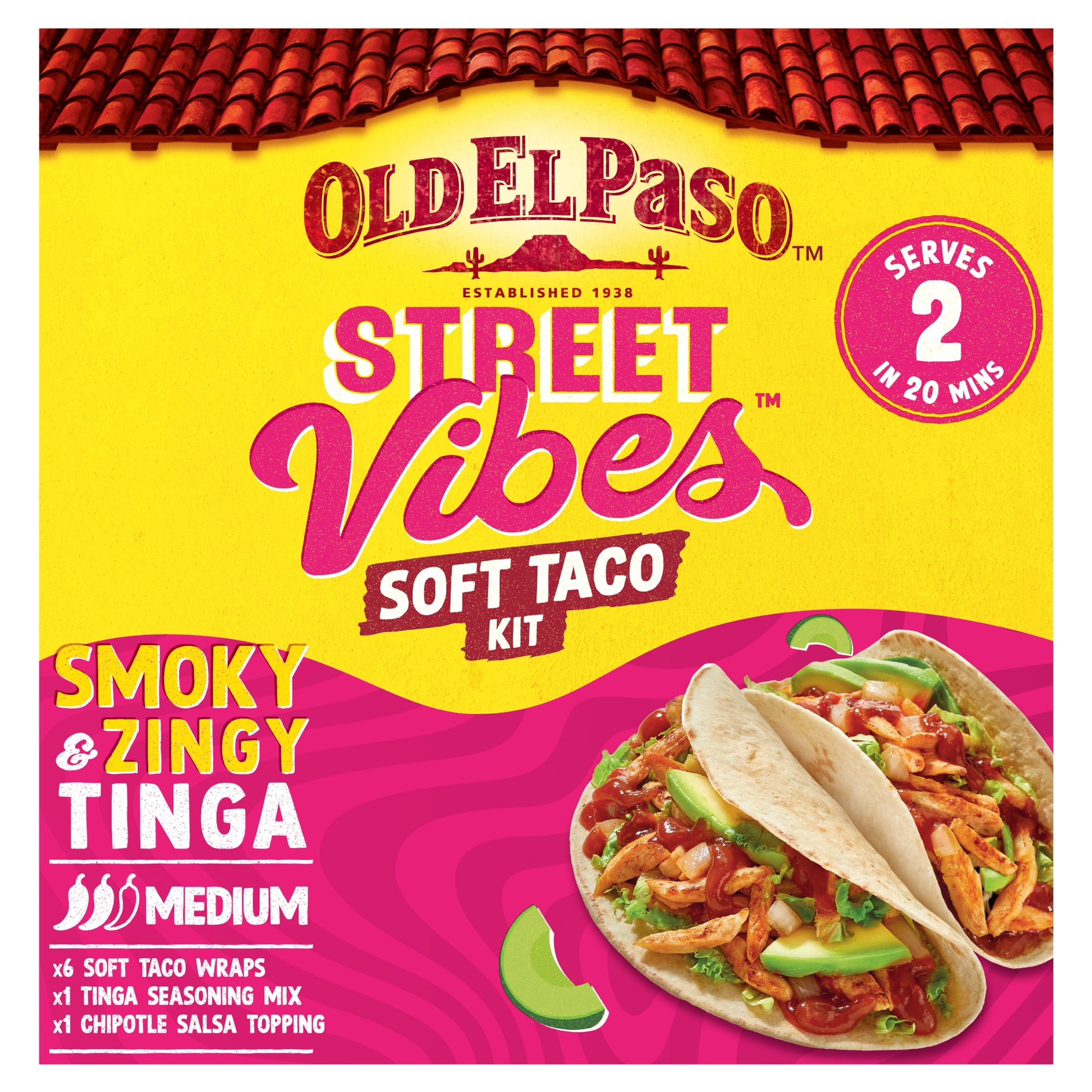 Old El Paso Street Vibes Soft Taco Kit Tinga 257g, Imported from Britain