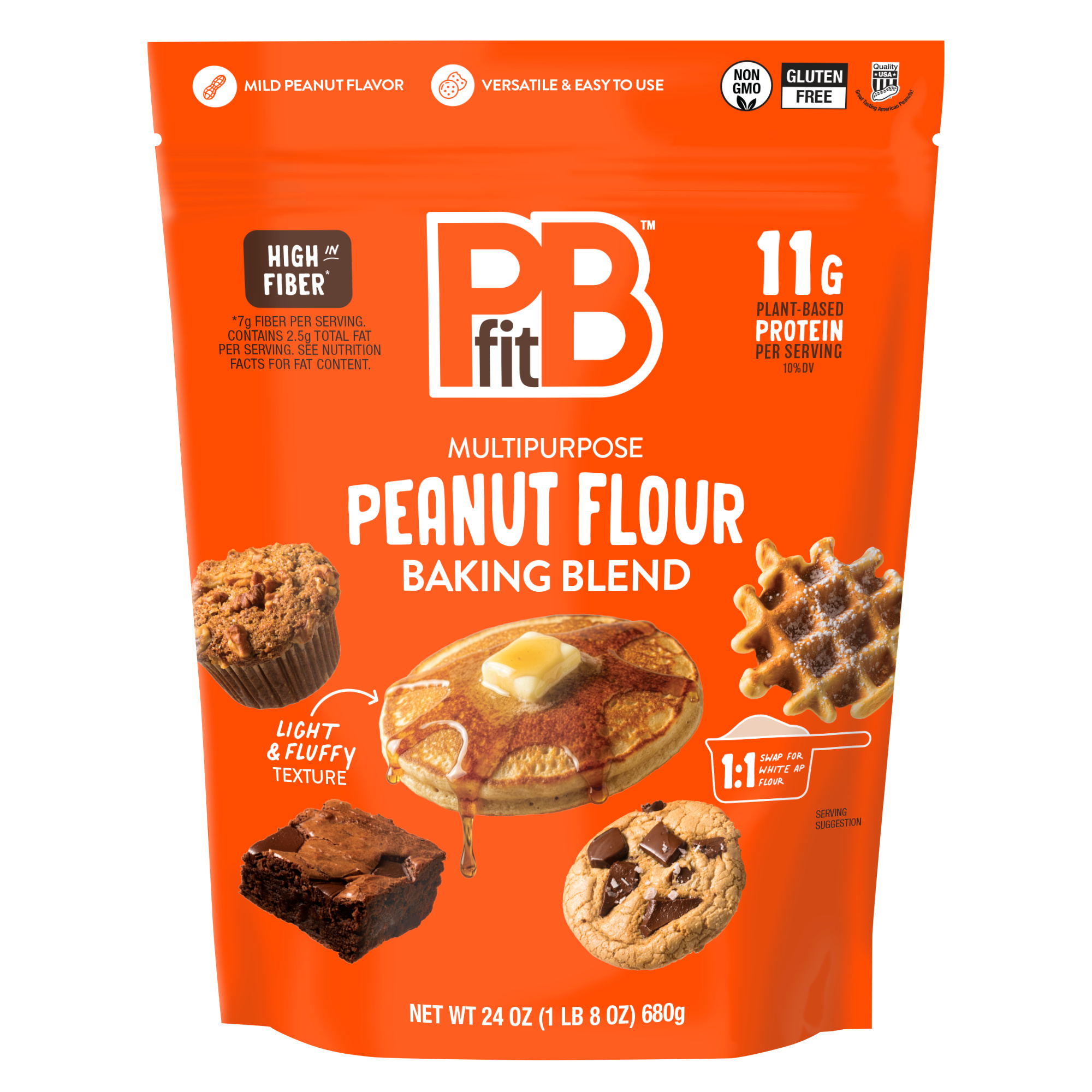 PBfit Peanut Flour Baking Blend, Gluten-Free & Non-GMO, 11g Protein 10% DV, 24 oz Bag