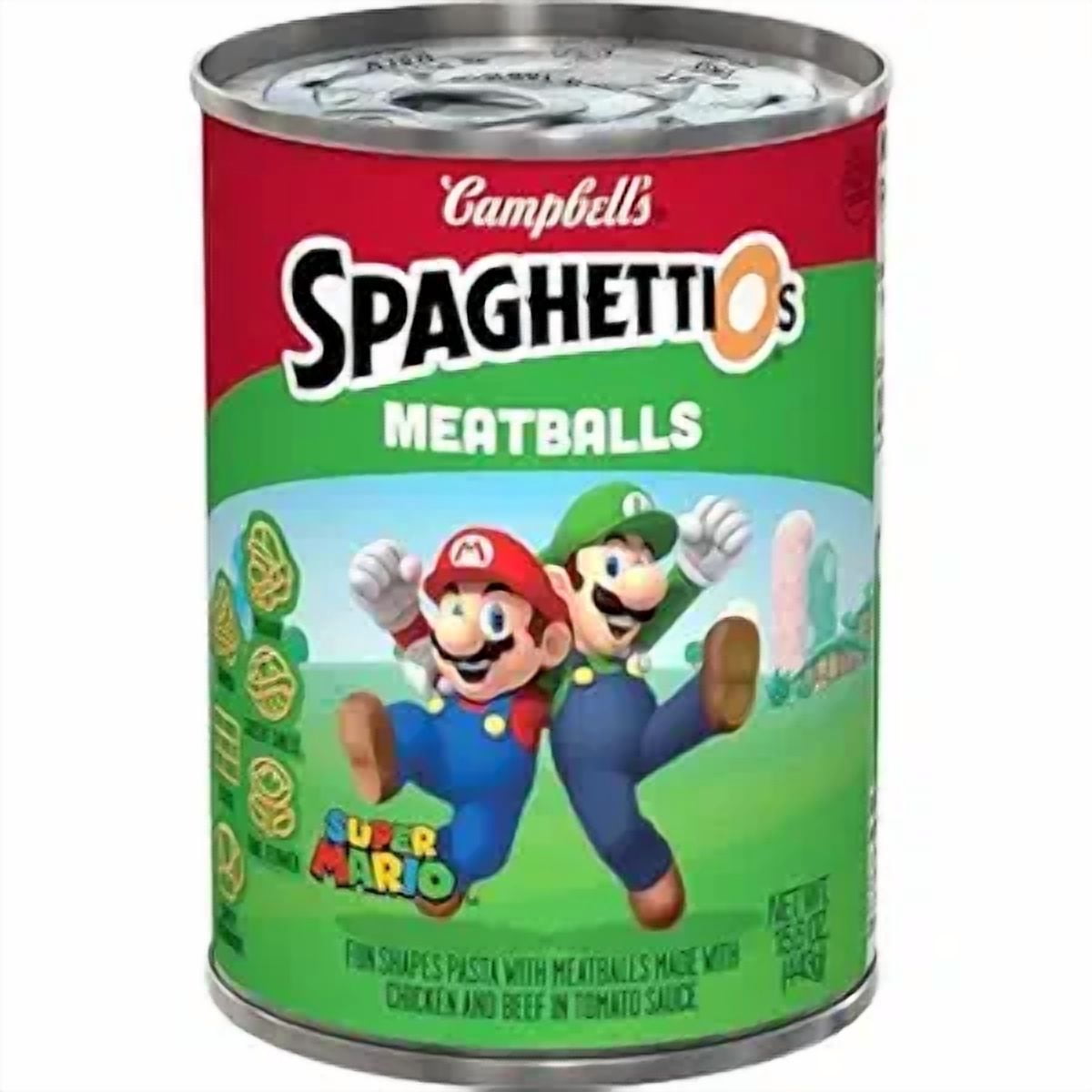(2 pack) SpaghettiOs Super Mario Bros Canned Pasta with Meatballs, 15.6 oz Can