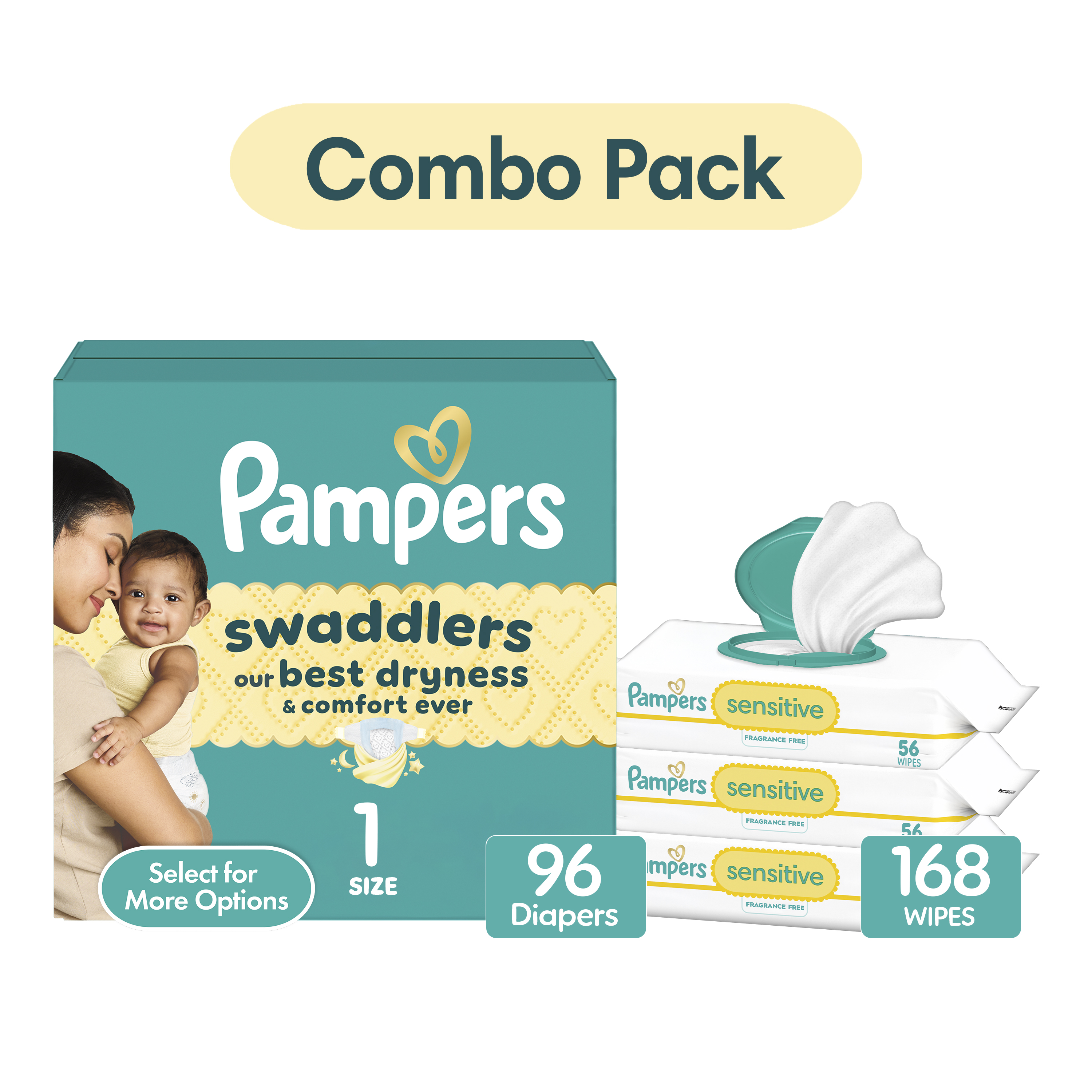 Pampers Swaddlers Diapers & Sensitive Wipes Bundle
