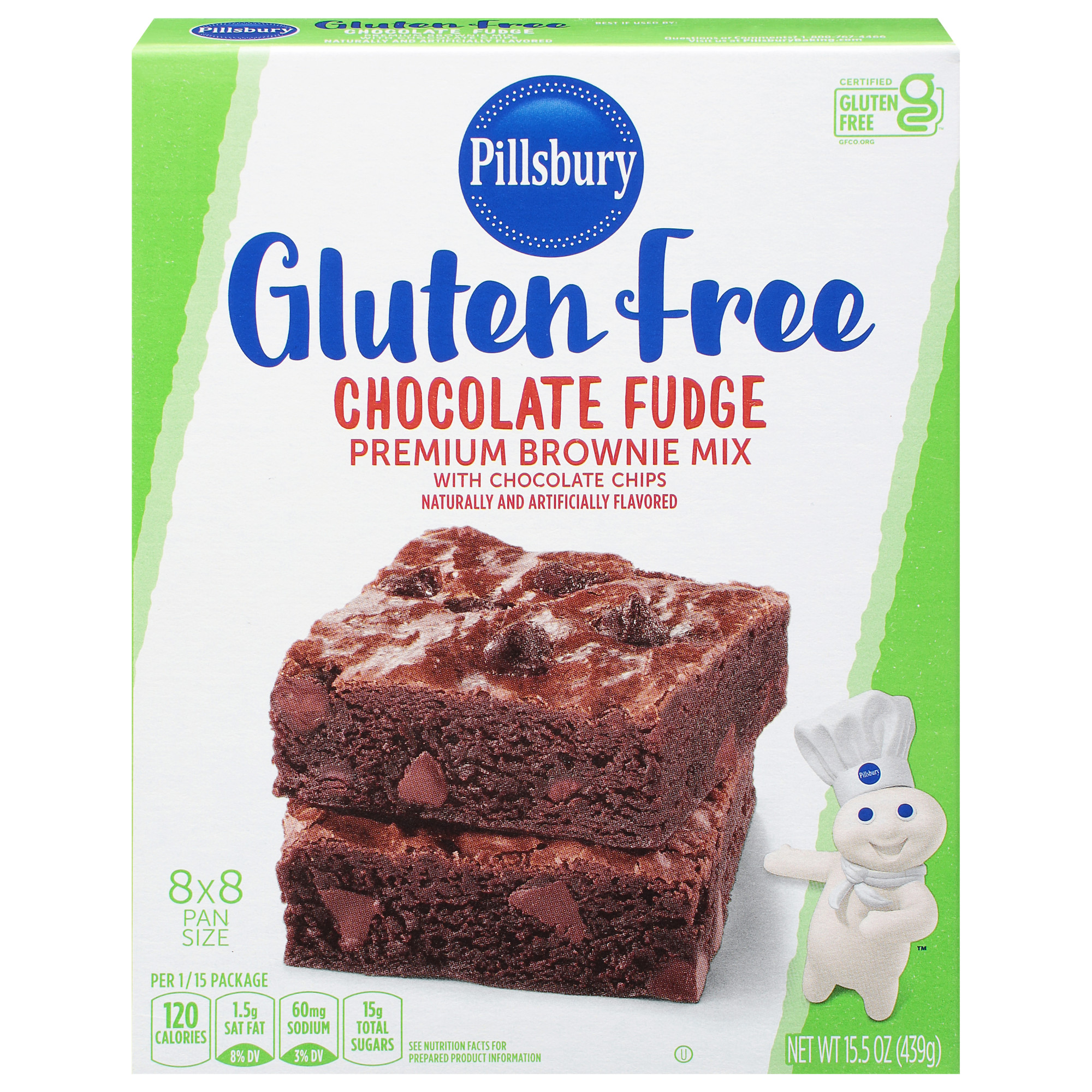 Pillsbury Gluten Free Chocolate Fudge Premium Brownie Mix with Chocolate Chips, 15.5 oz Box