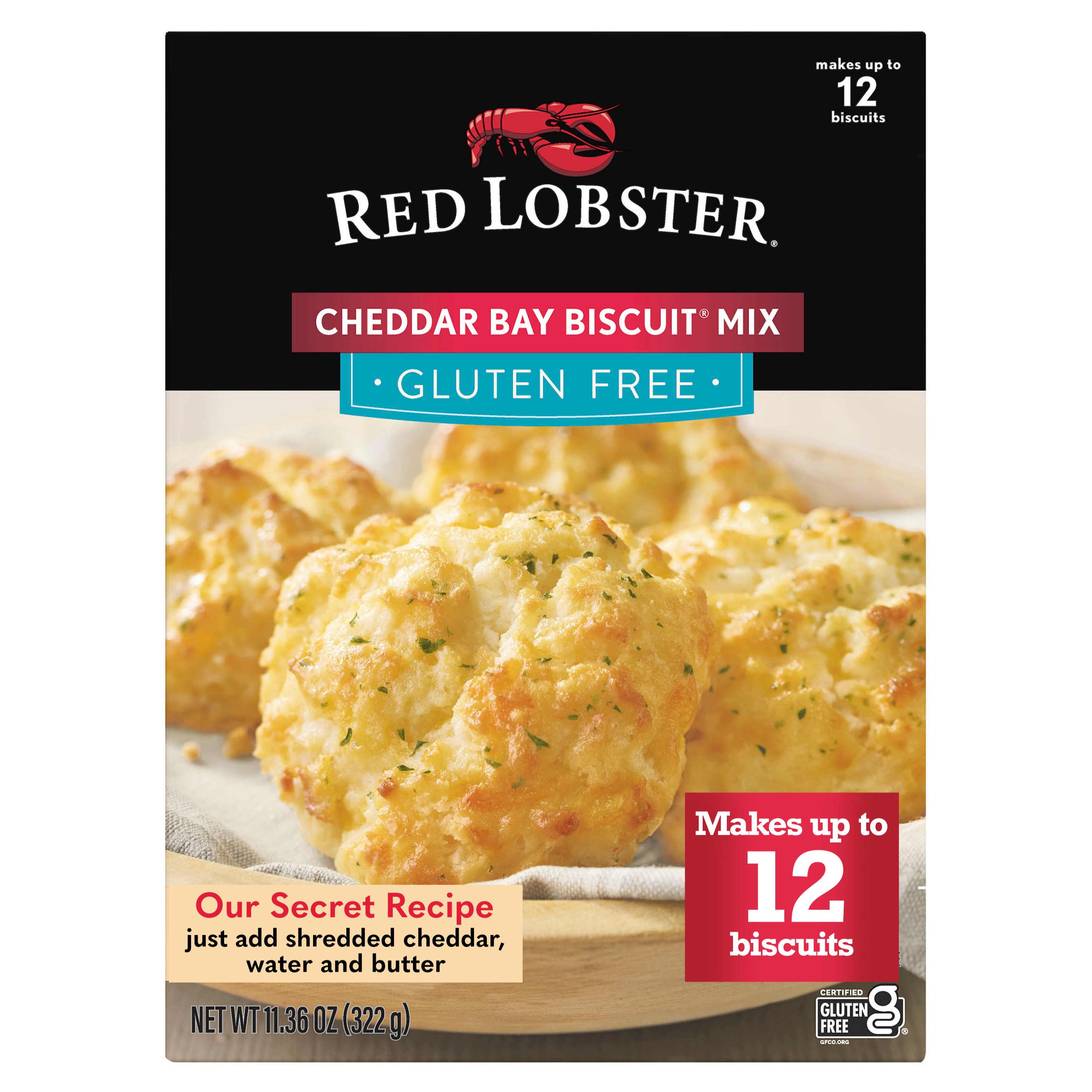 Red Lobster Gluten Free Cheddar Bay Biscuit Mix With Garlic Herb Seasoning, Cheddar Gluten Free Biscuit Mix, 11.36 Oz Box