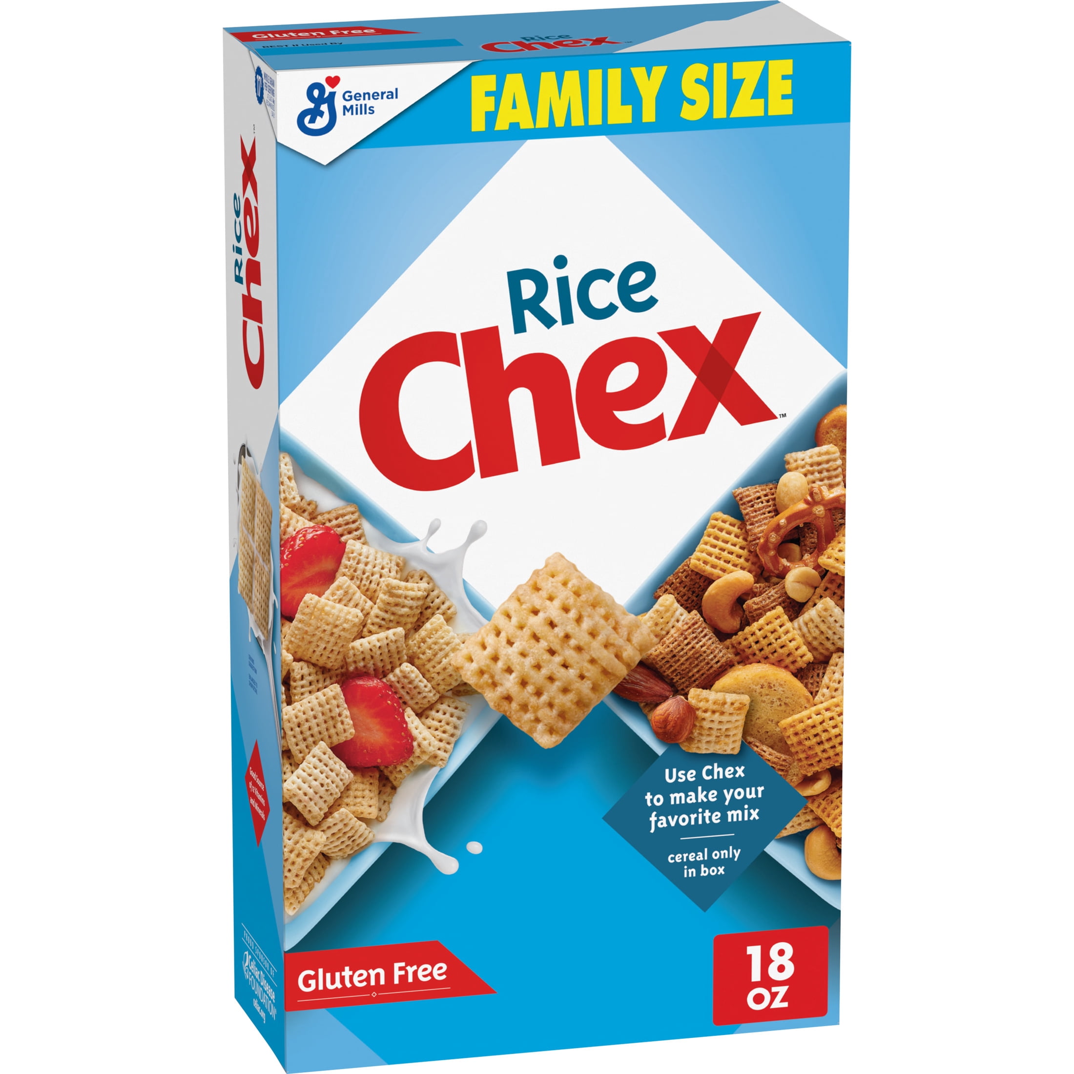Rice Chex Cereal, Gluten Free, Holiday Box, Chex Mix Ingredient, Family Size, 18 oz