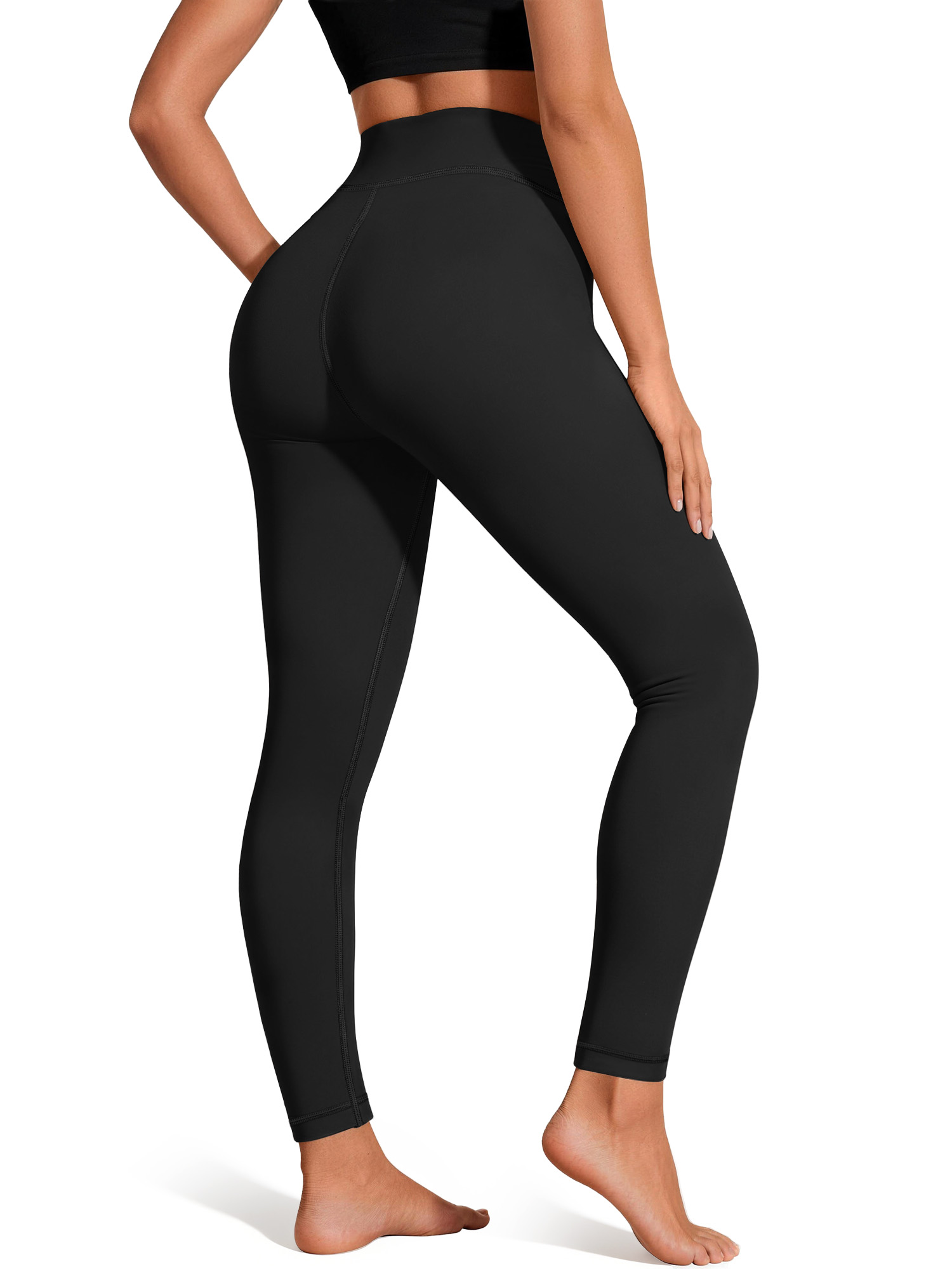 Womens Yoga Leggings High Waisted Workout Leggings with No Front Seam Tummy Control Stretch Athletic Pants