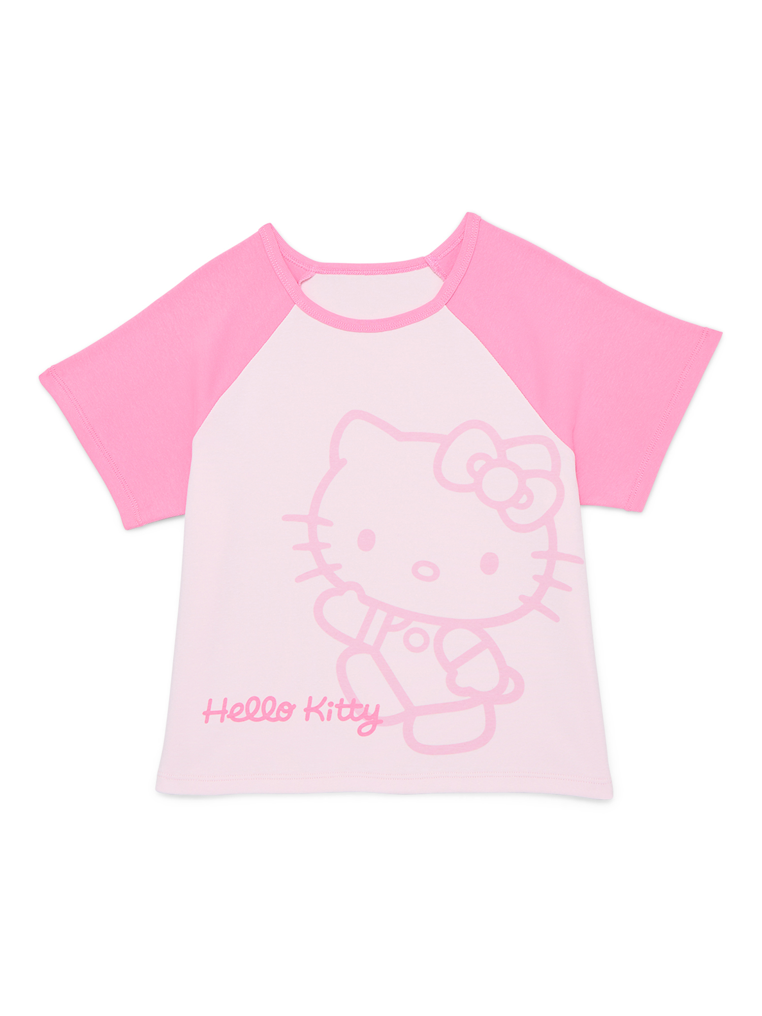 Hello Kitty Girls Raglan Graphic Tee with Short Sleeves, Sizes 4-16
