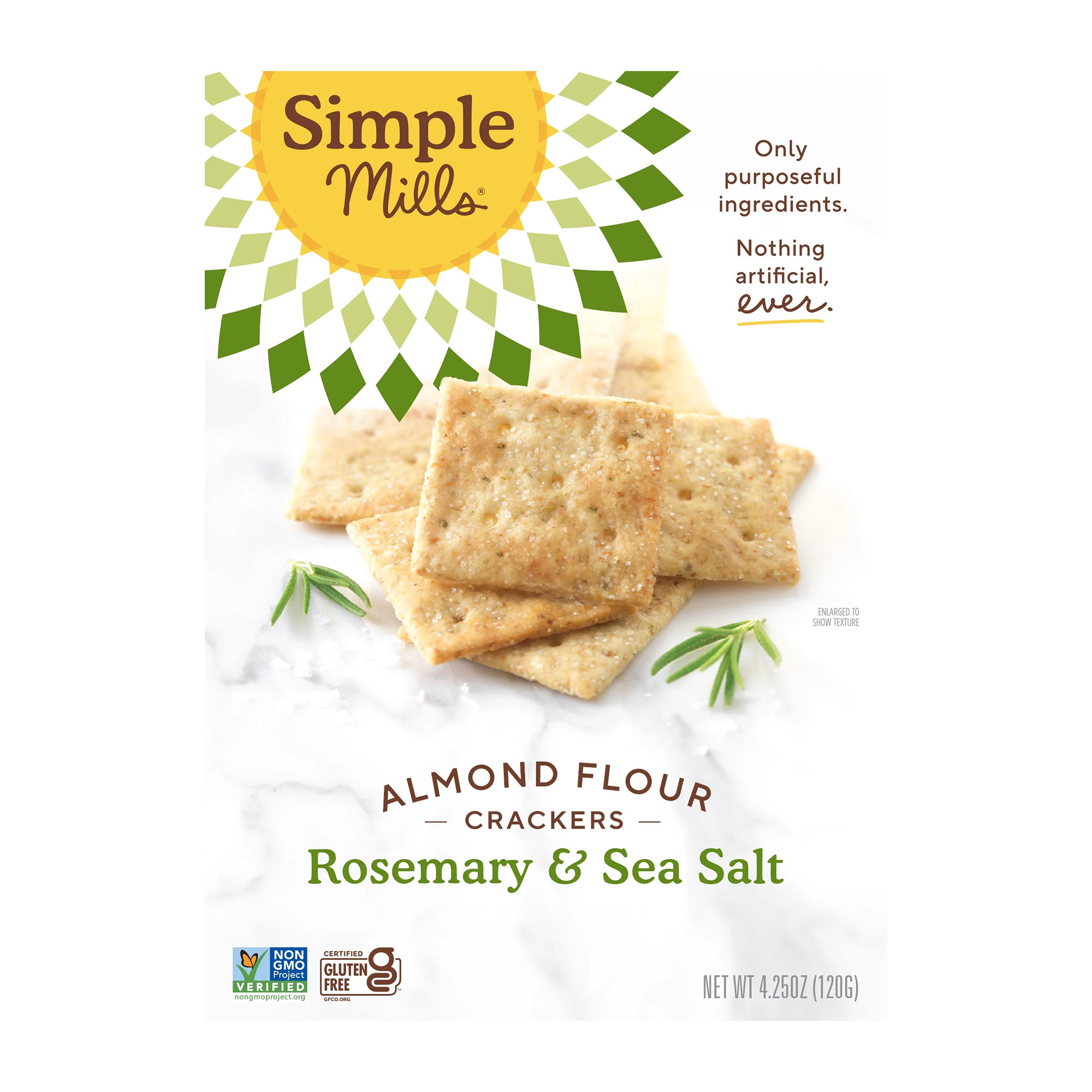 Simple Mills Almond Flour Crackers, Rosemary and Sea Salt, Gluten-Free, 4.25 oz