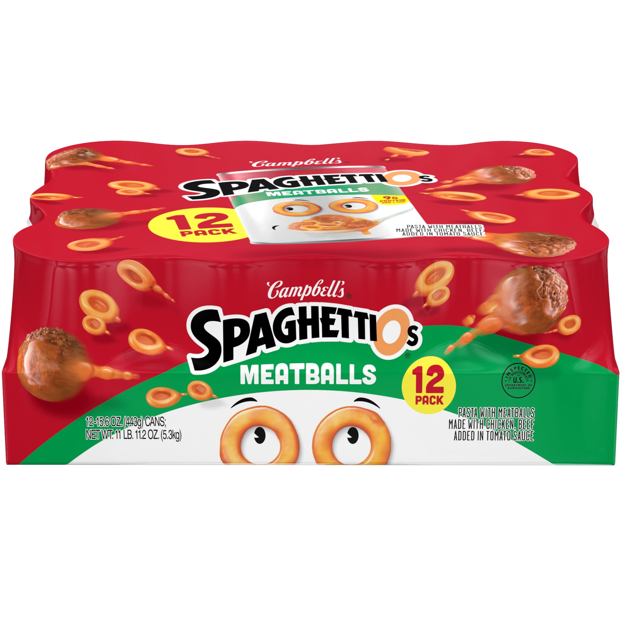 SpaghettiOs Canned Pasta with Meatballs, 15.6 oz Can