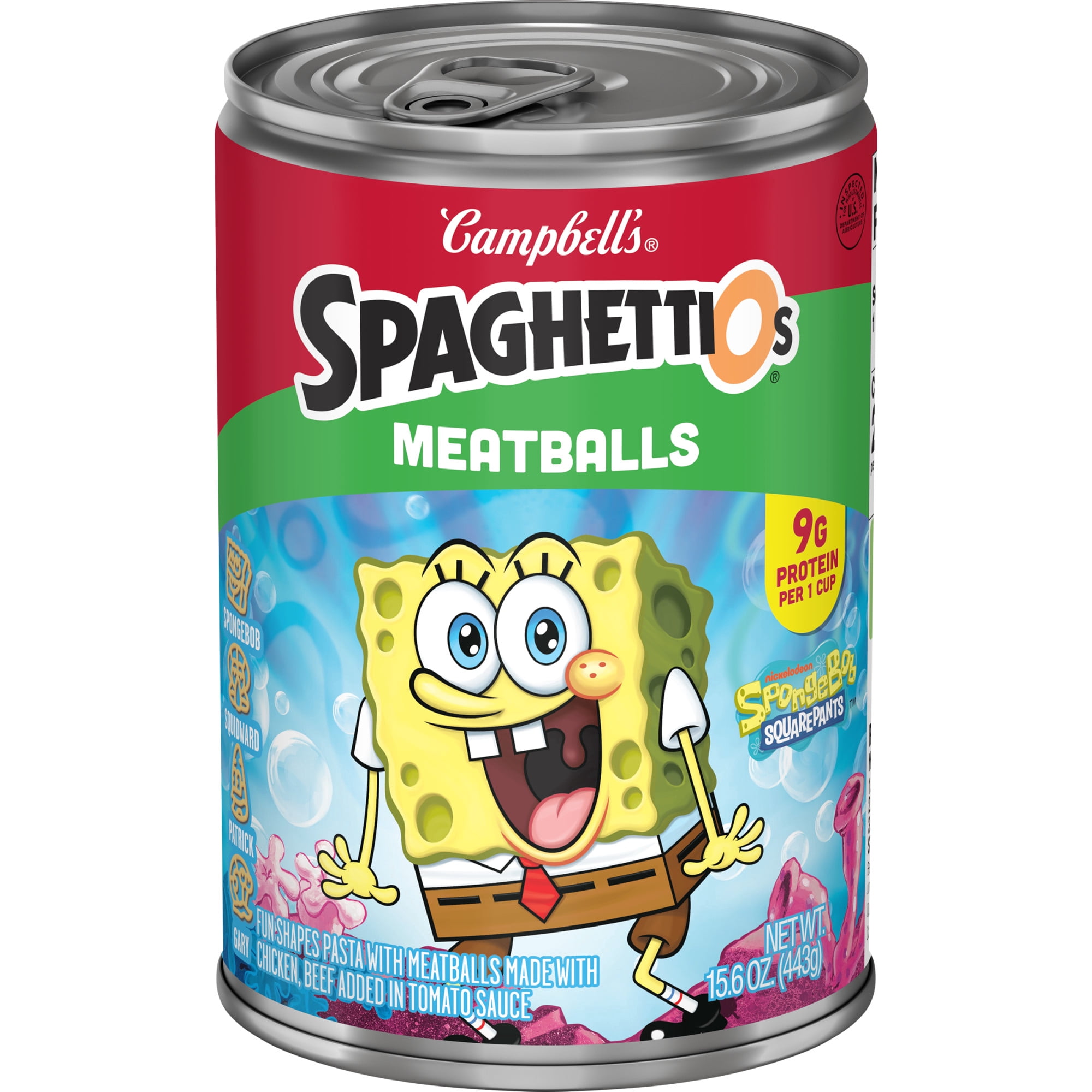 Campbell's SpaghettiOs SpongeBob Canned Pasta with Meatballs, 15.6 oz Can