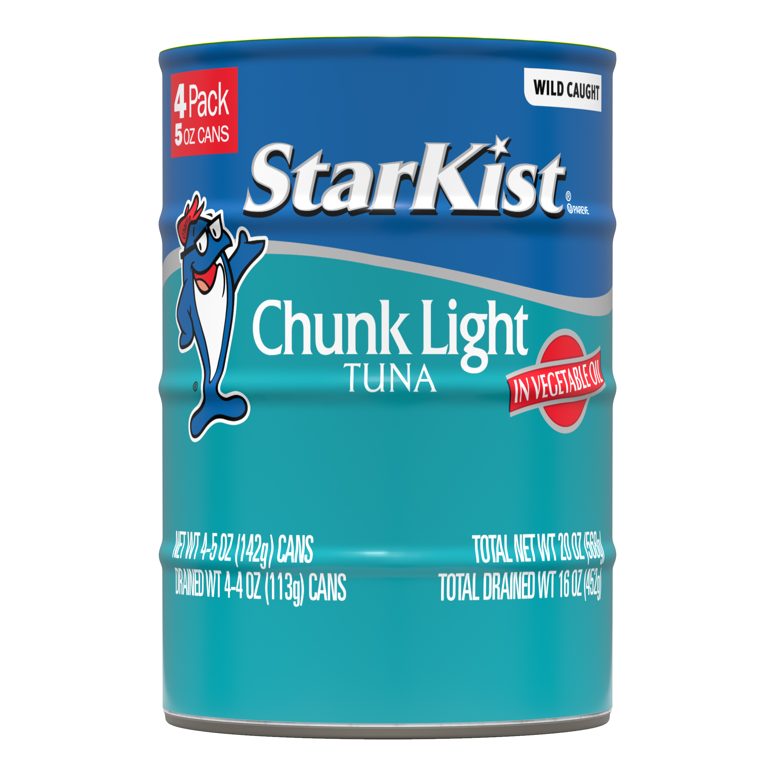 StarKist Chunk Light Tuna in Vegetable Oil, Wild Caught Shelf-Stable, 20g Protein, 5 oz Can, 4 Pack