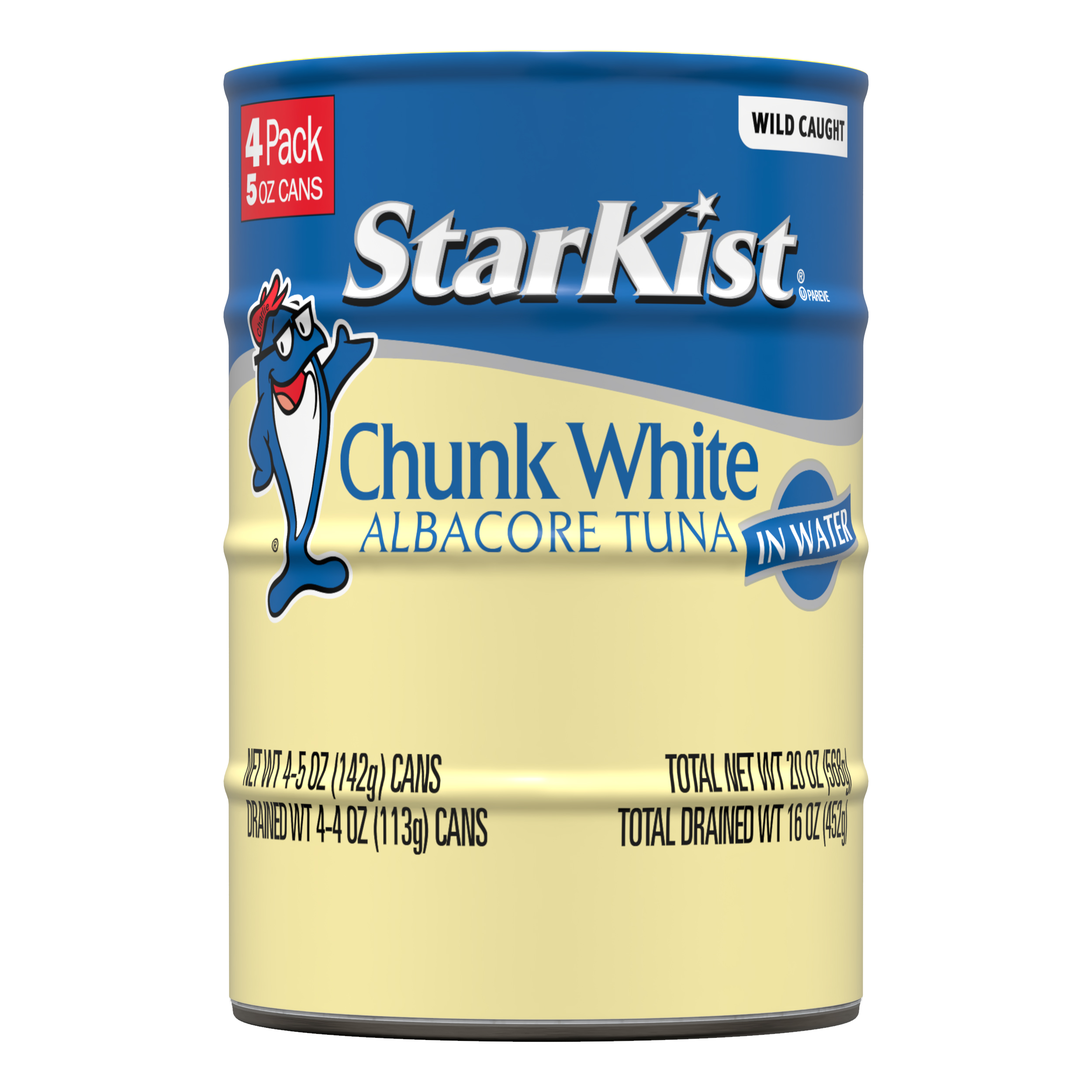 StarKist Chunk White Albacore Tuna in Water, Wild Caught Shelf-Stable, 22g Protein, 5 oz Can, 4 Pack