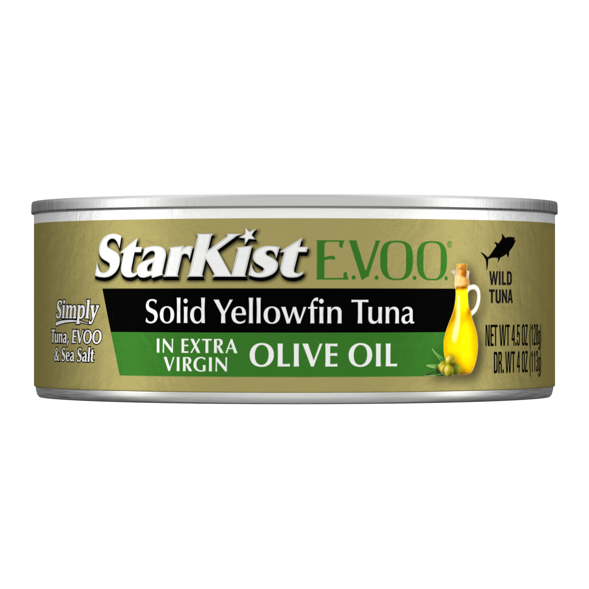 StarKist Selects E.V.O.O. Solid Wild Caught Yellowfin Tuna in Extra Virgin Olive Oil, 26g Protein, 4.5 oz Can