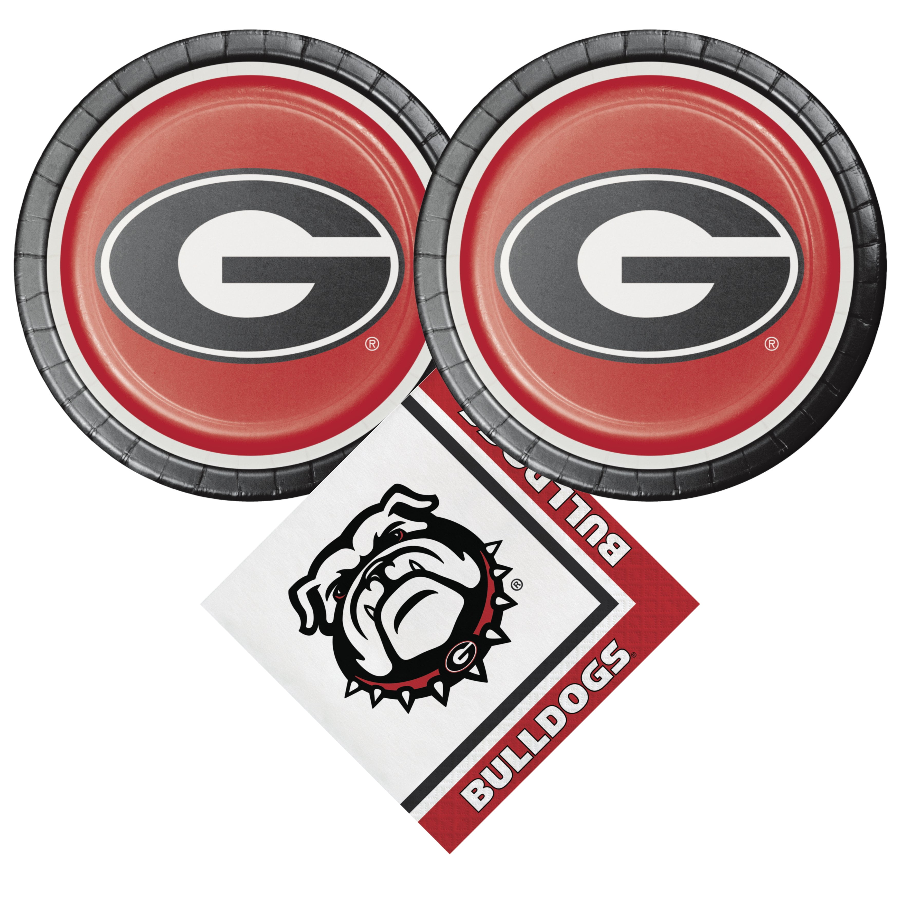 University of Georgia Party Supplies Pack with Lunch Plates and Napkins for 16 Guests